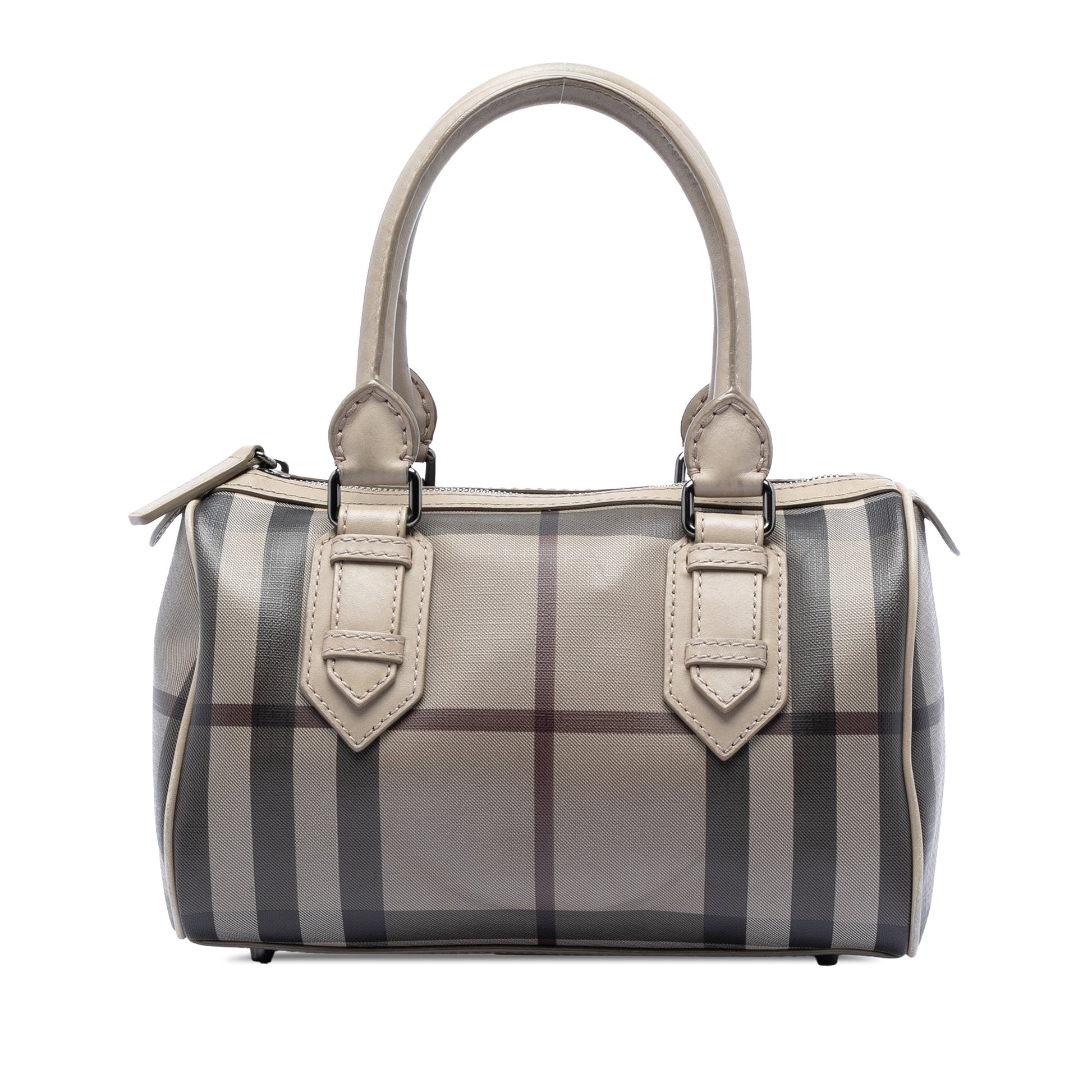 Burberry Smoke Check Coated Canvas Chester Boston Bag
