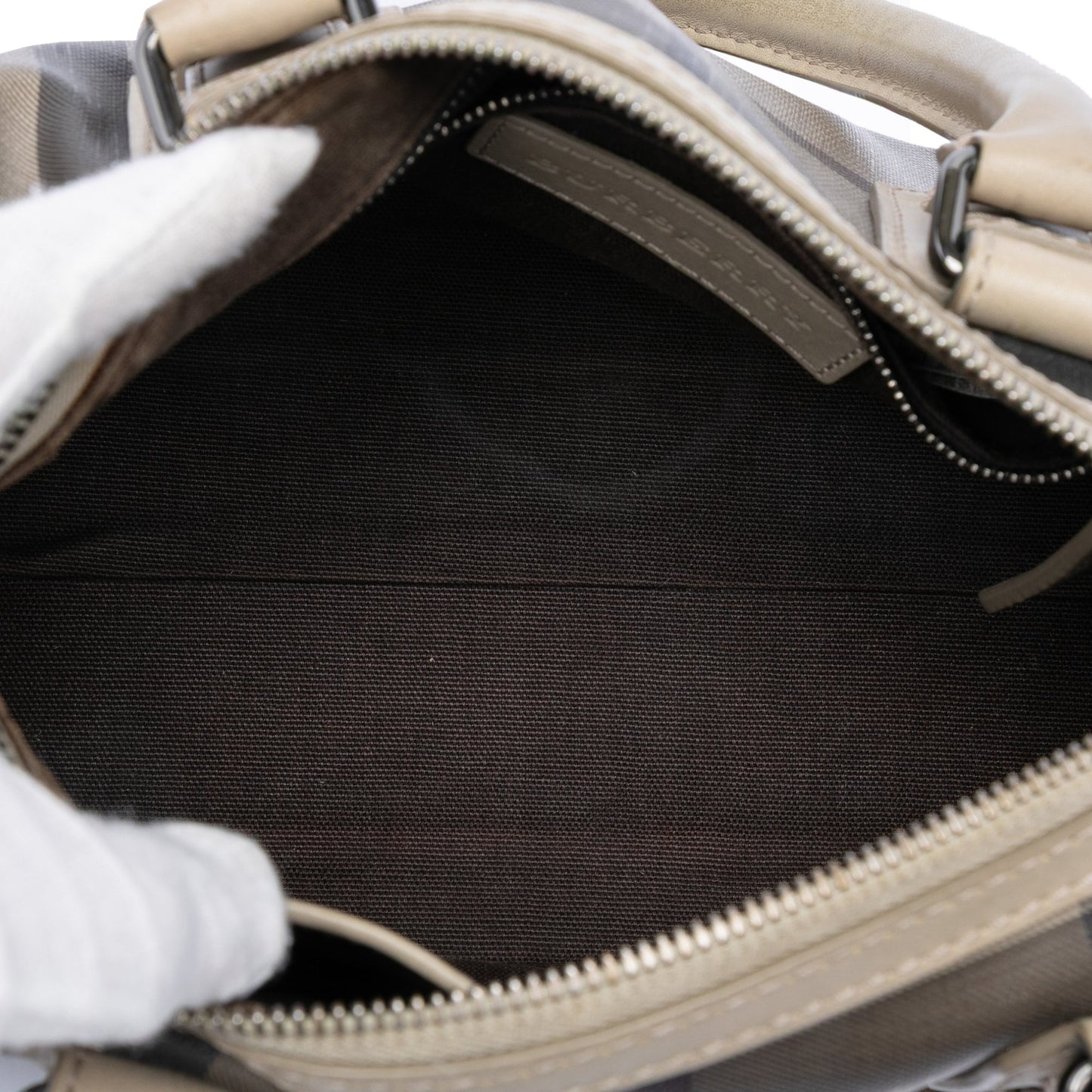 Burberry Smoke Check Coated Canvas Chester Boston Bag