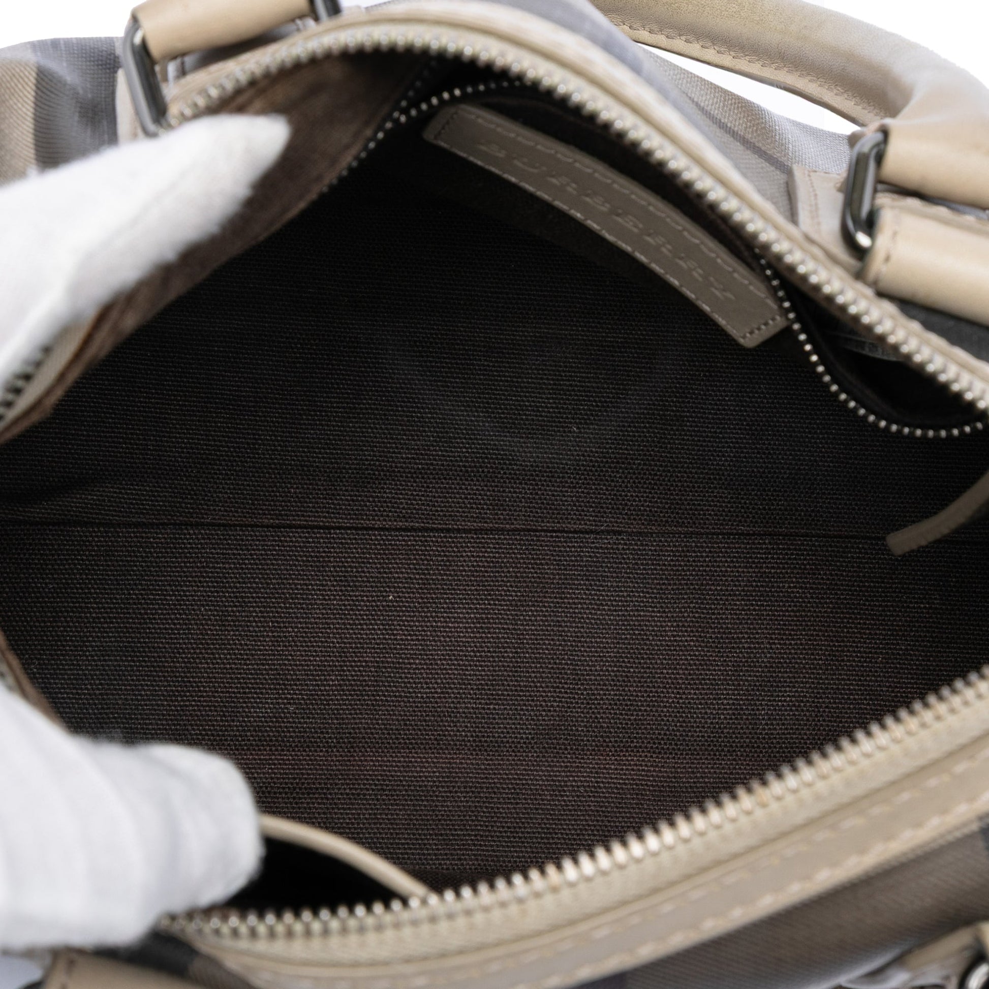 Burberry Smoke Check Coated Canvas Chester Boston Bag