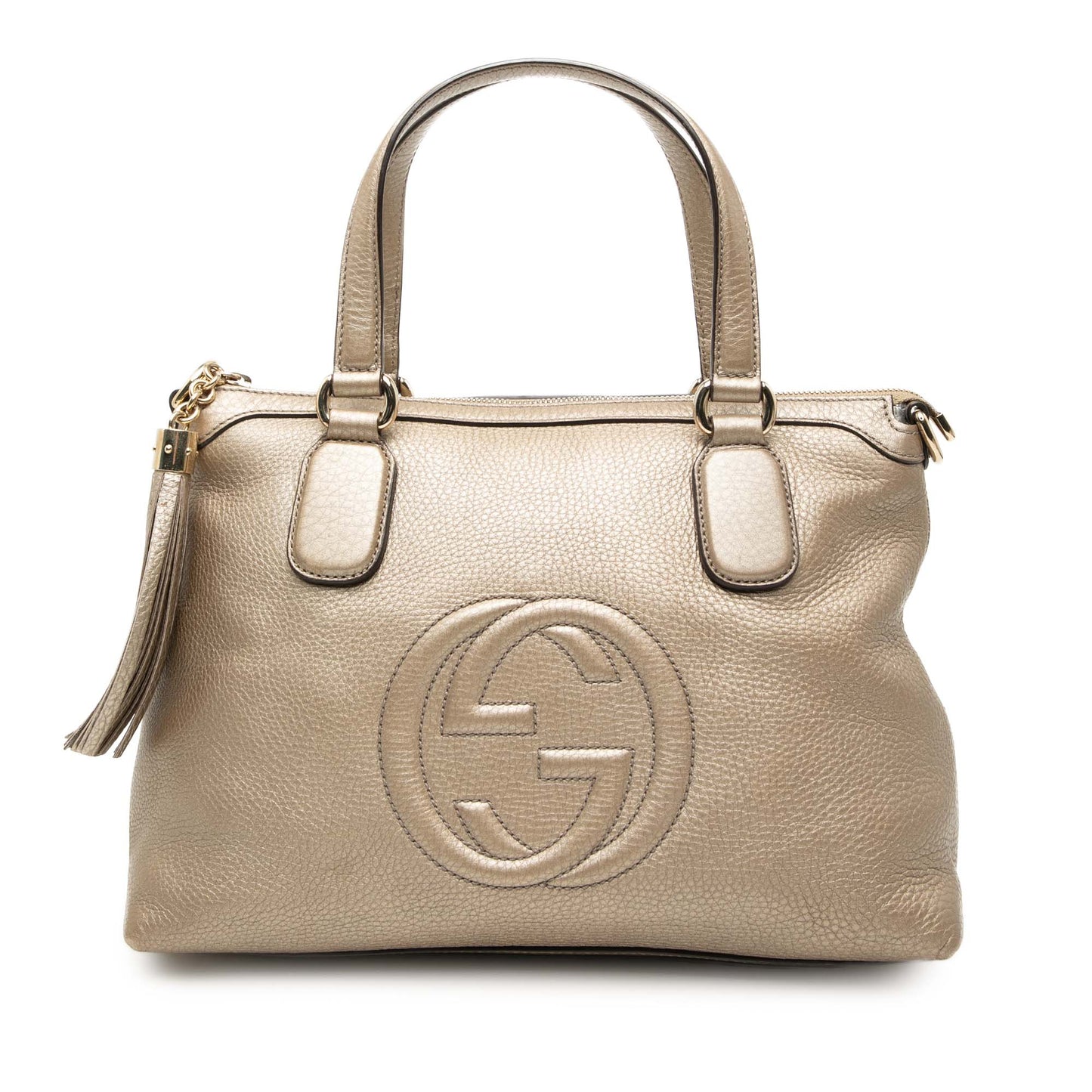 Small Metallic Leather Soho Working Satchel