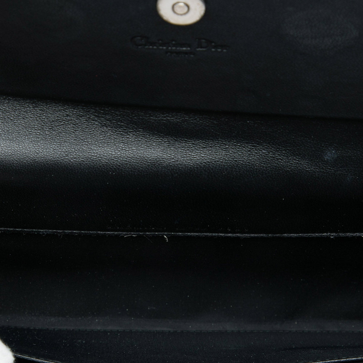 Dior Patent Cannage Clutch with Chain — Black