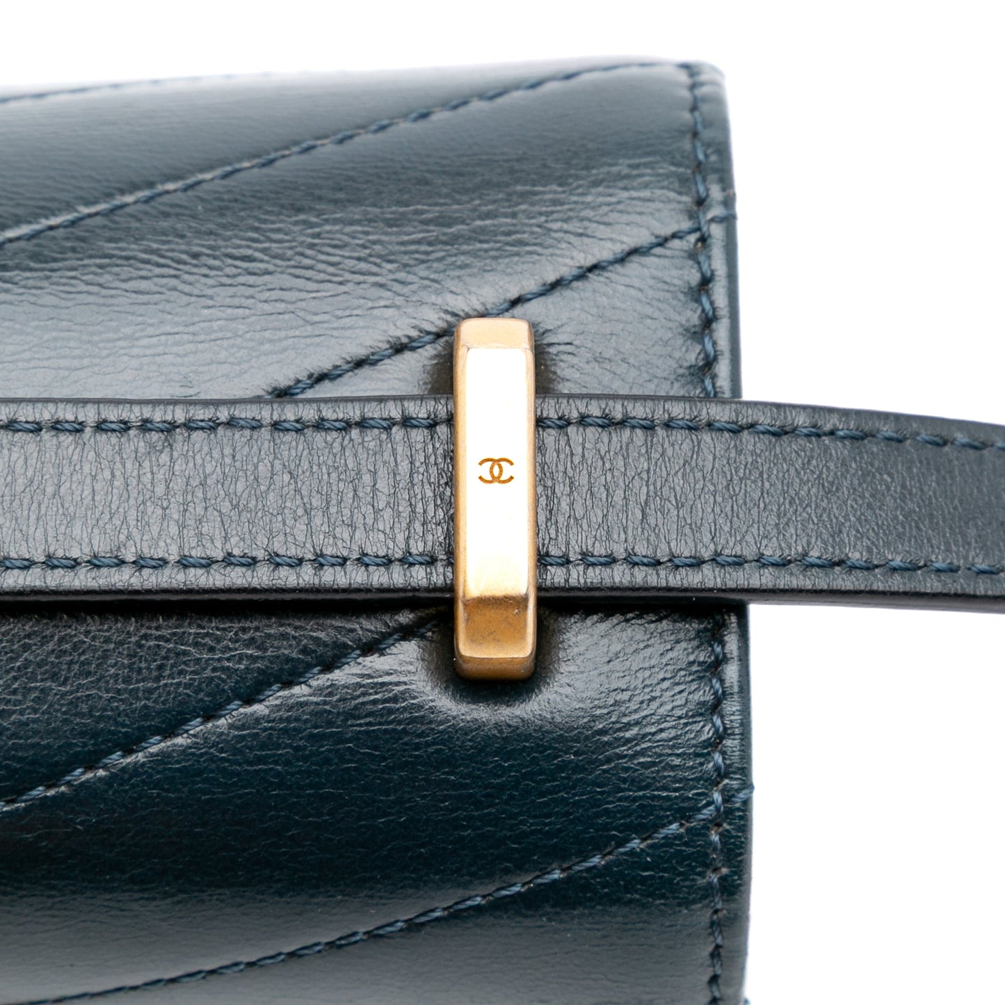 Chanel CC Chevron Calfskin Medal Flap