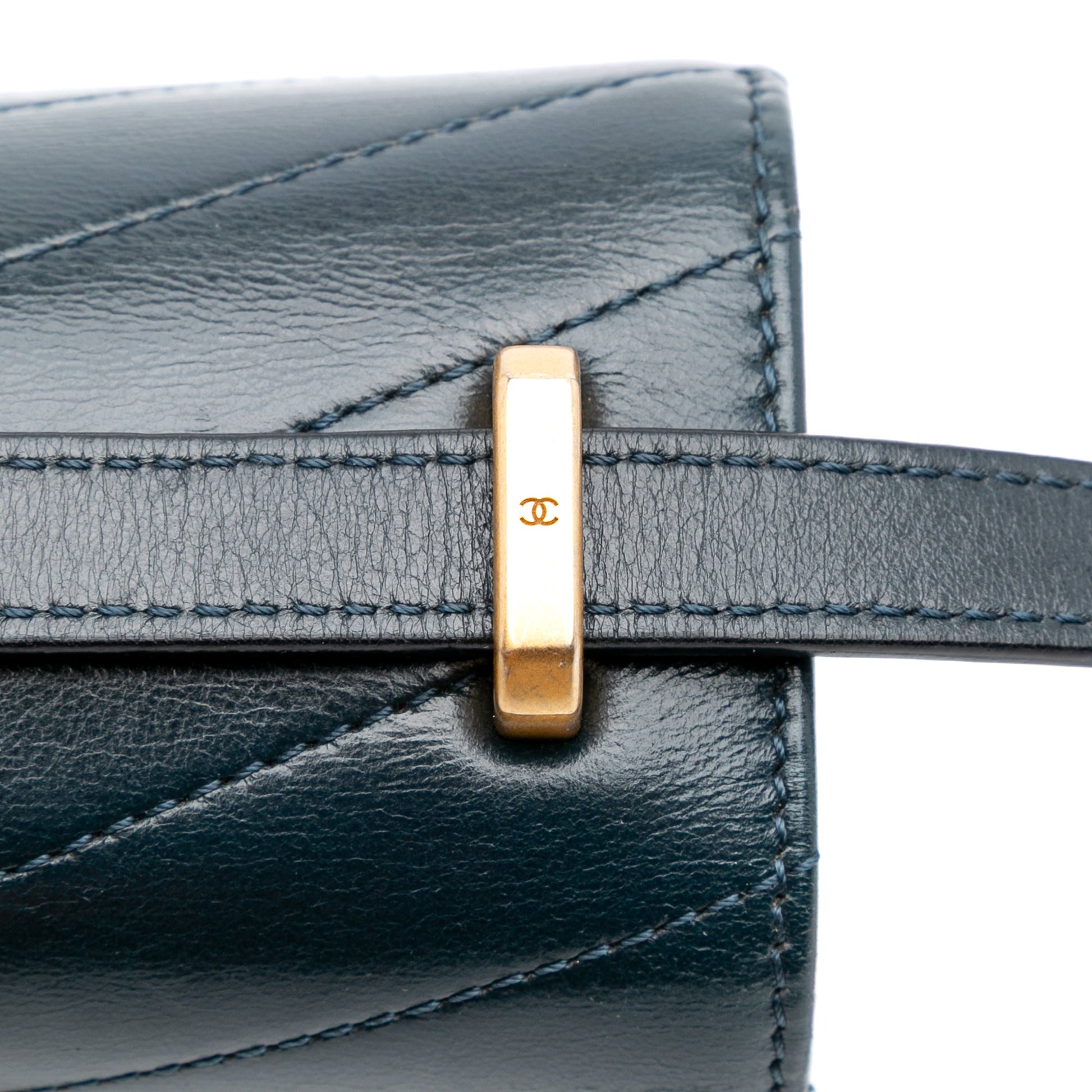 Chanel CC Chevron Calfskin Medal Flap