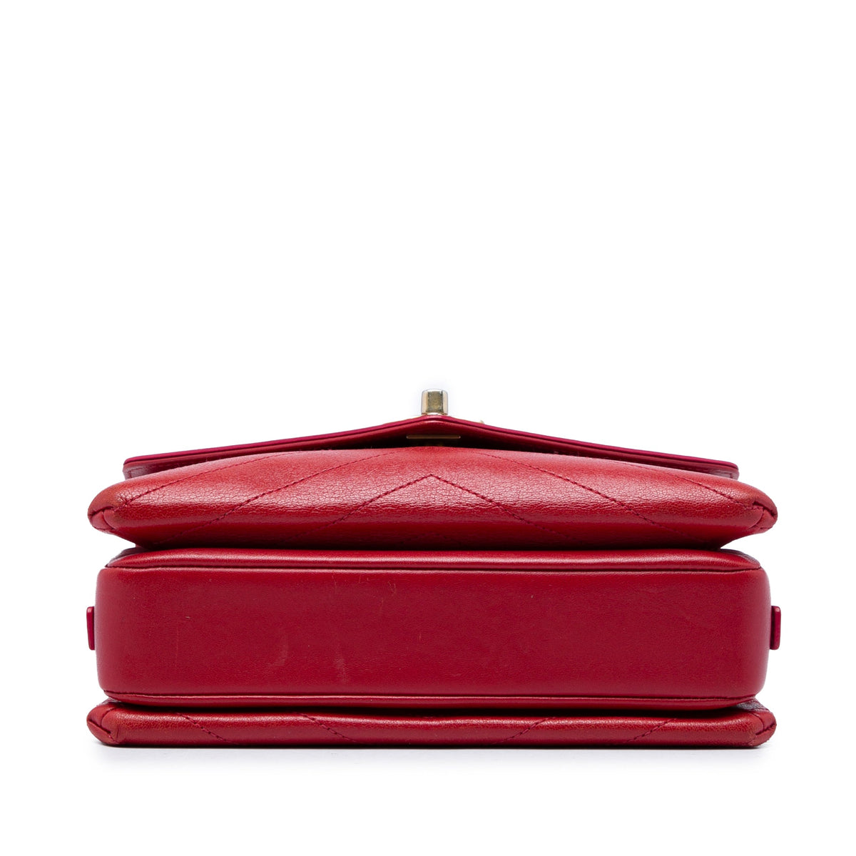 Chanel Small Chevron Lambskin Stitched Envelope Flap — Red