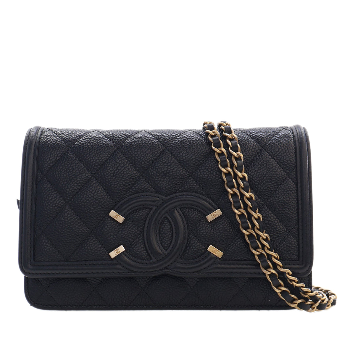 Chanel Caviar CC Filigree Wallet On Chain