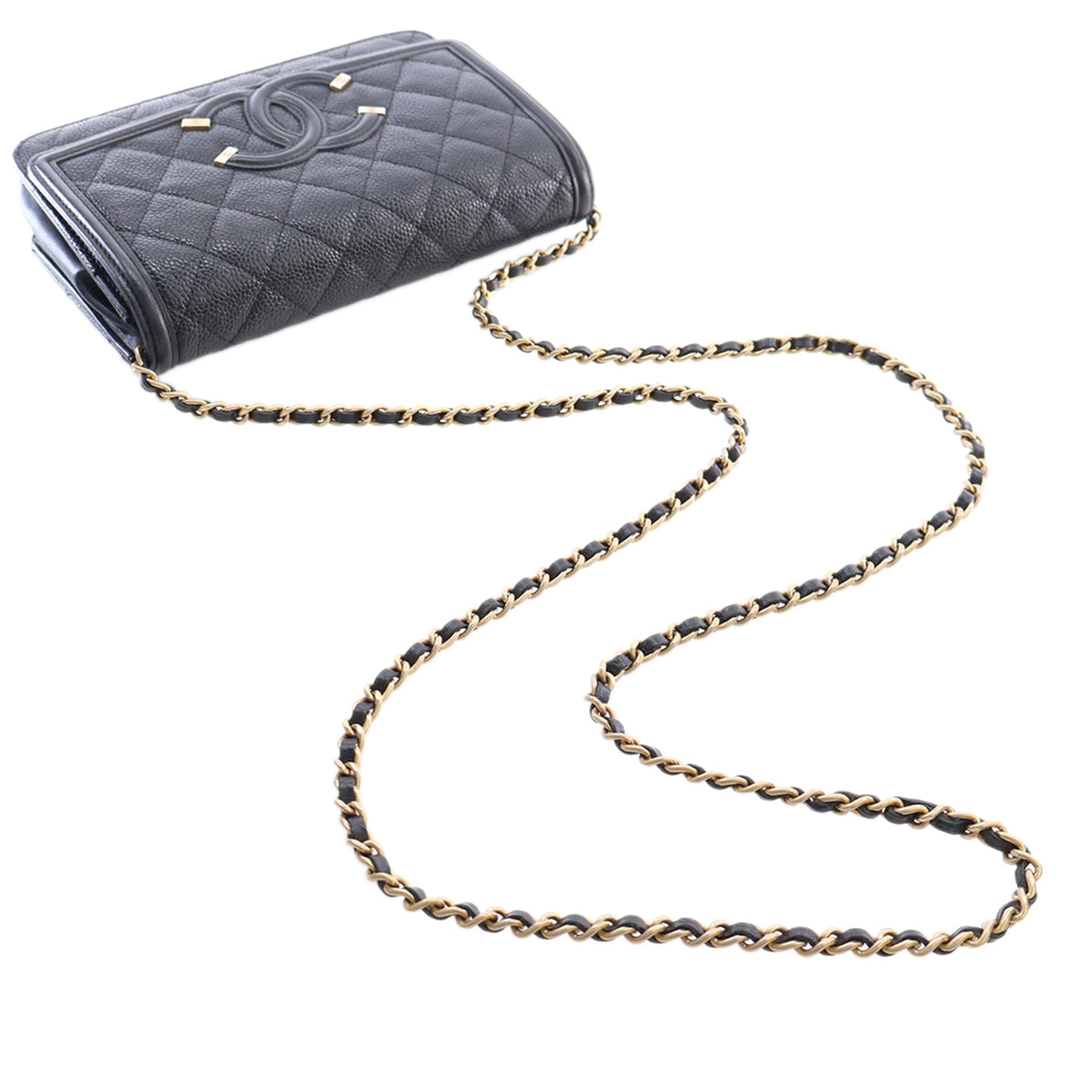 Chanel Caviar CC Filigree Wallet On Chain