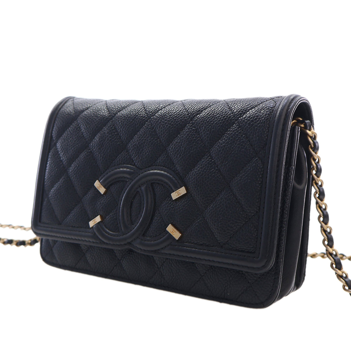 Chanel Caviar CC Filigree Wallet On Chain
