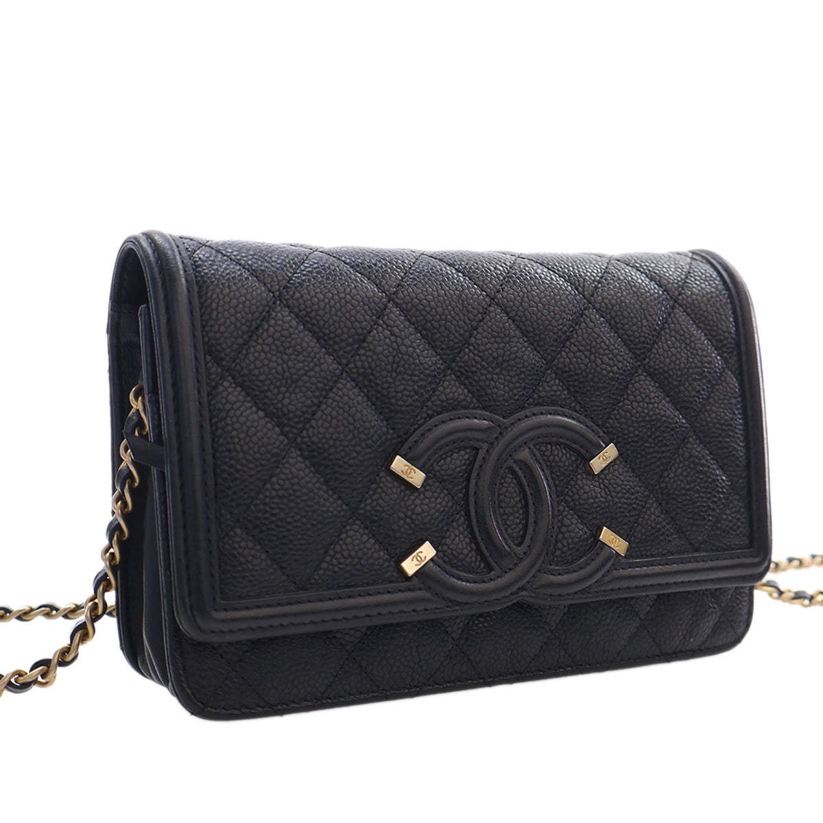Chanel Caviar CC Filigree Wallet On Chain
