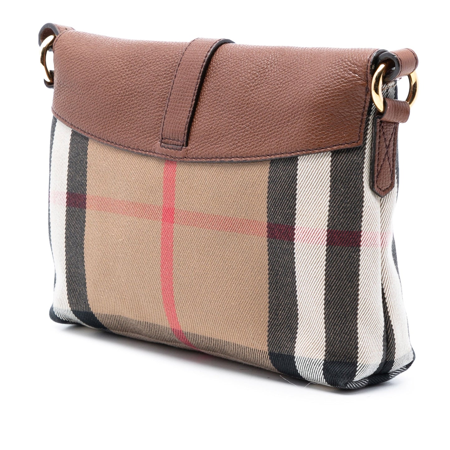 Burberry Small House Check Canvas and Leather Horseshoe Milton Crossbody