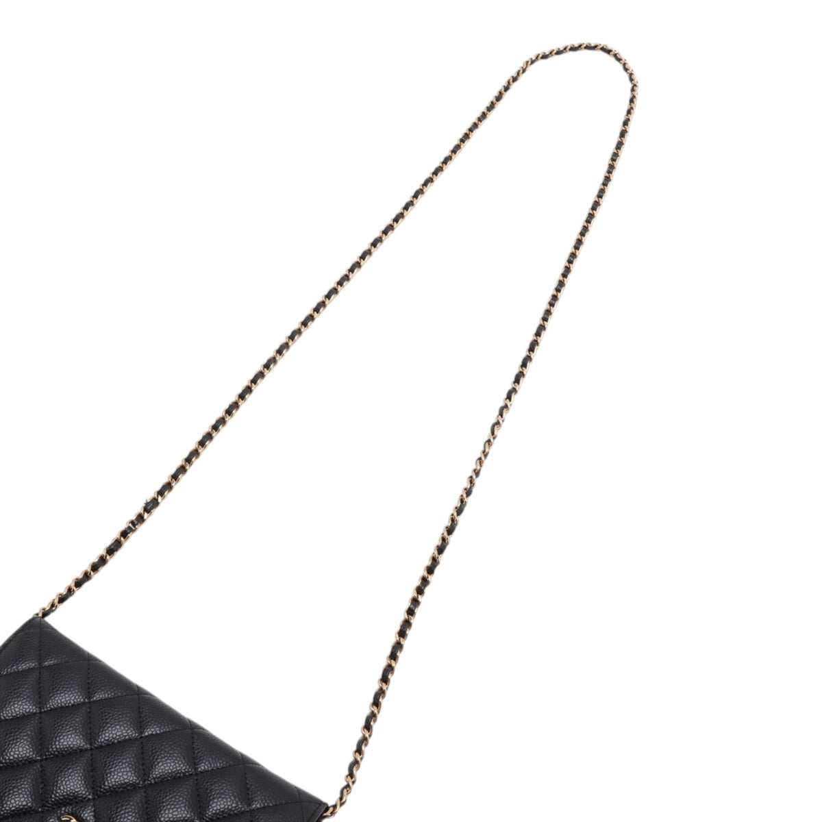 Chanel CC Quilted Caviar Wallet on Chain — Black