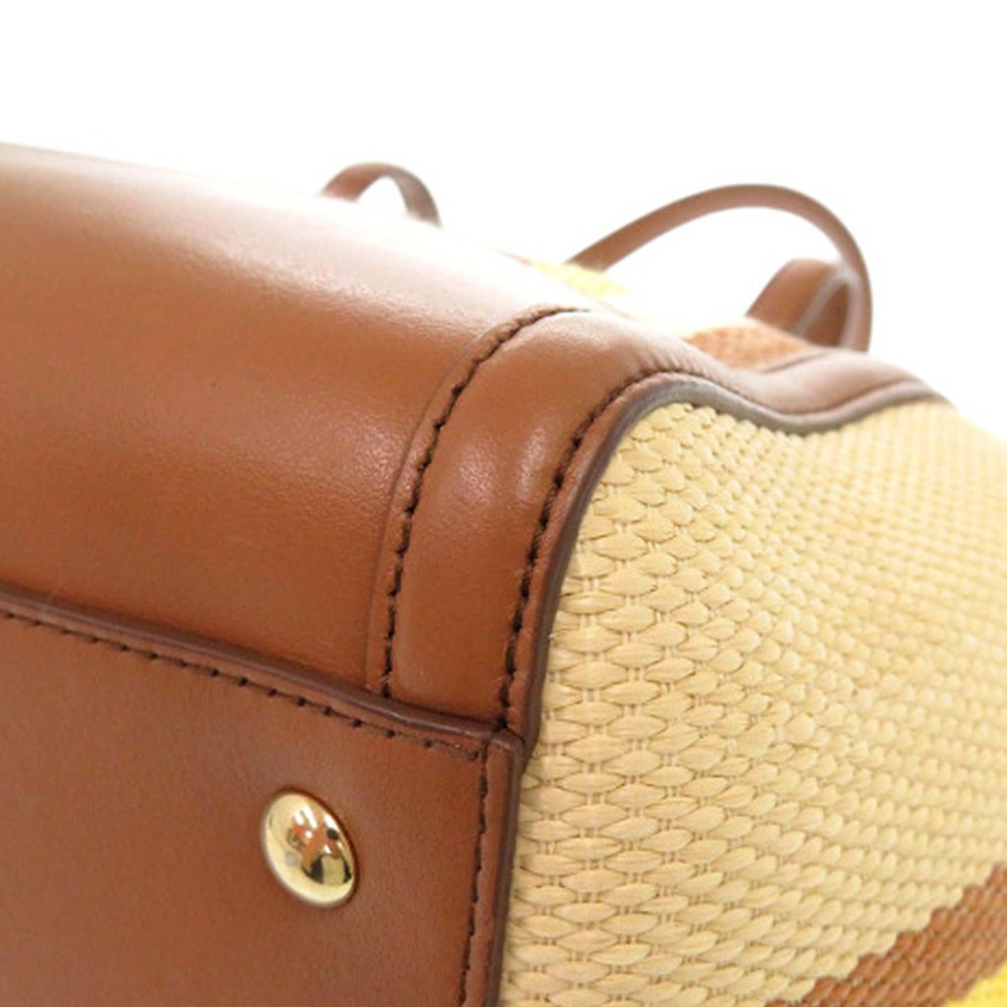 Ferragamo Medium Striped Canvas and Leather Amy Tote