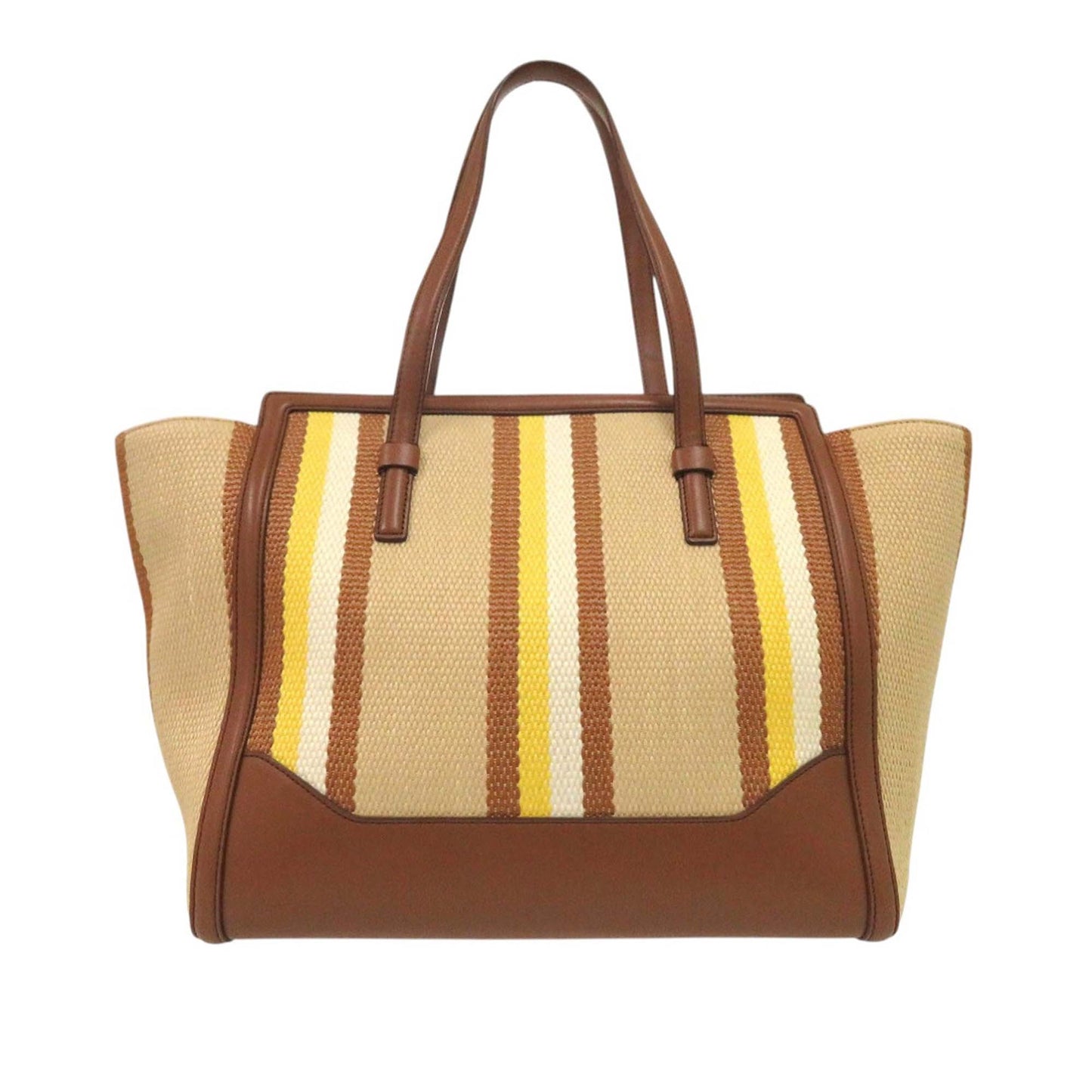 Ferragamo Medium Striped Canvas and Leather Amy Tote