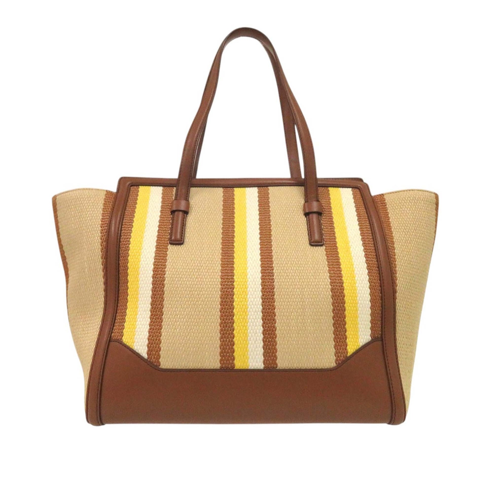 Ferragamo Medium Striped Canvas and Leather Amy Tote