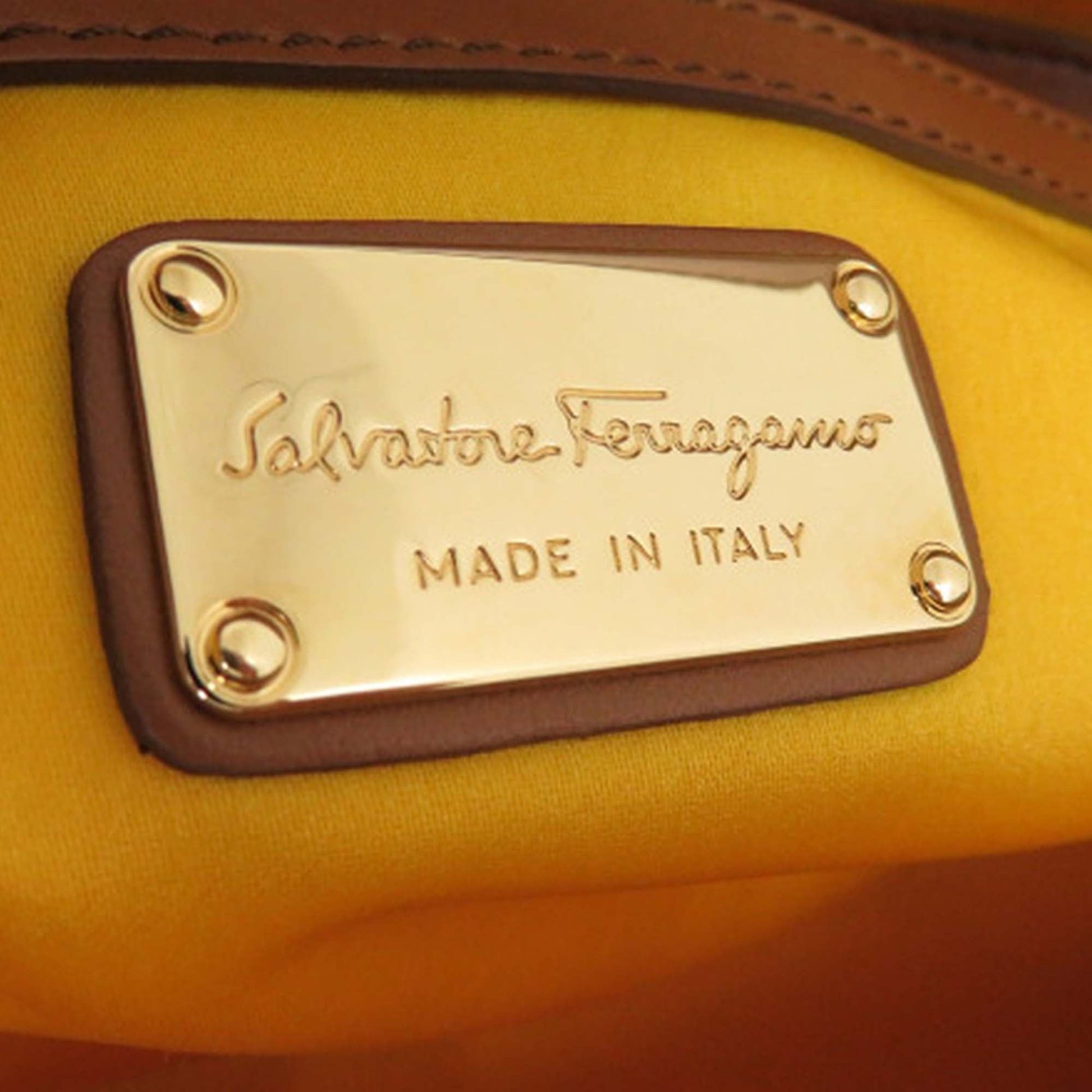 Ferragamo Medium Striped Canvas and Leather Amy Tote