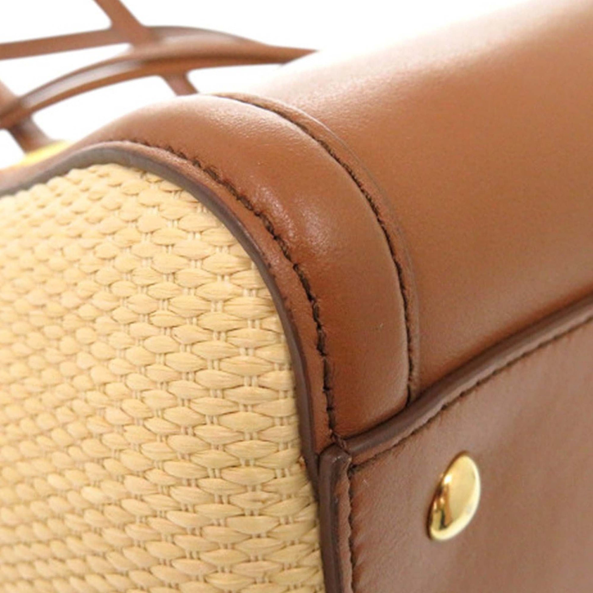 Ferragamo Medium Striped Canvas and Leather Amy Tote