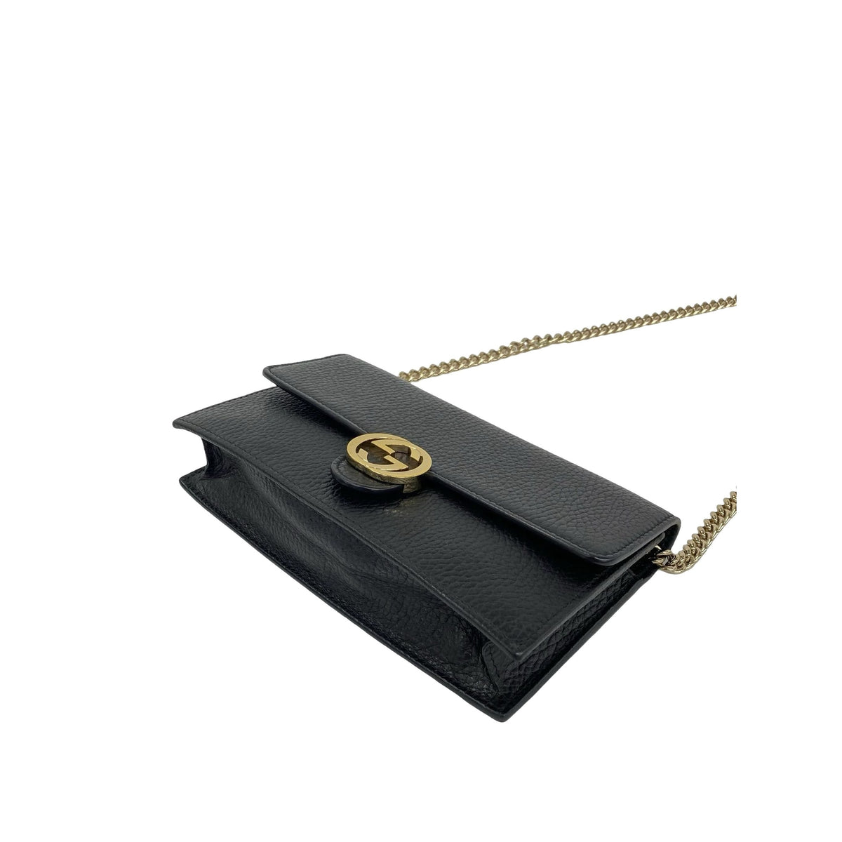 Gucci Dollar Calf Interlocking Shoulder Bag — Black