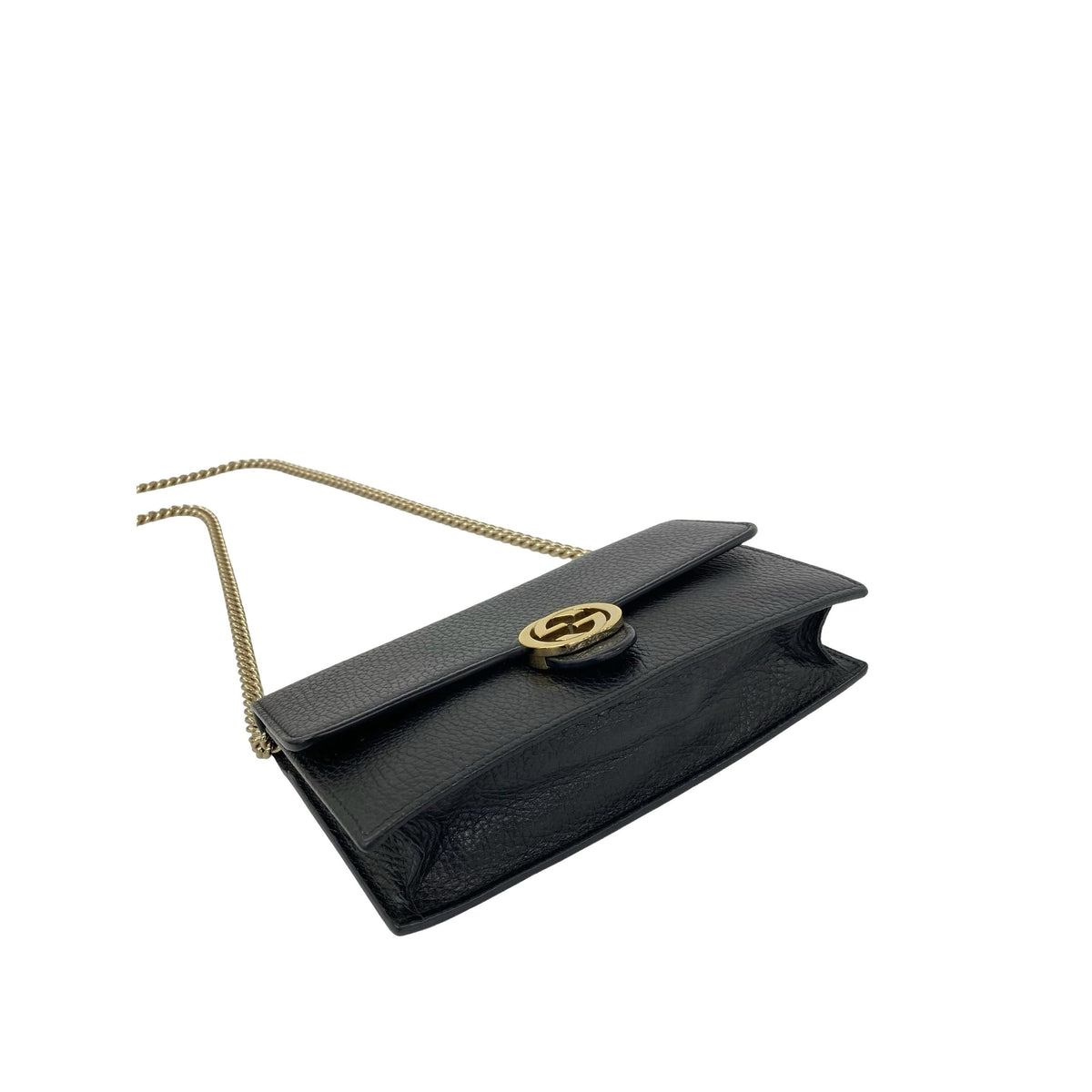 Gucci Dollar Calf Interlocking Shoulder Bag — Black