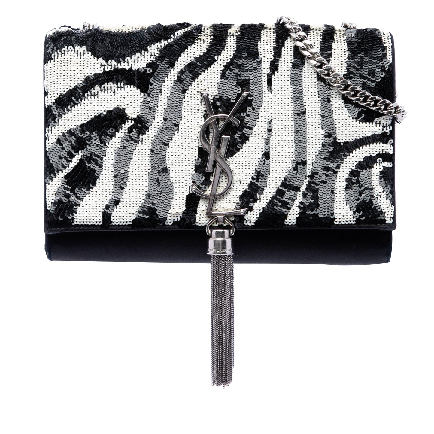 Saint Laurent Small Satin Monogram Kate Zebra Sequin Crossbody