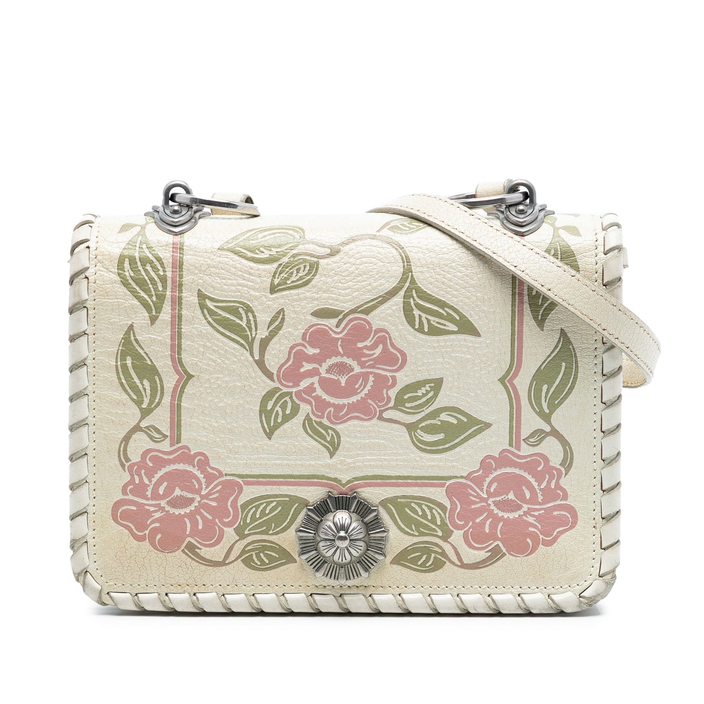 Miu Miu Goatskin Madras Floral Embossed Crossbody