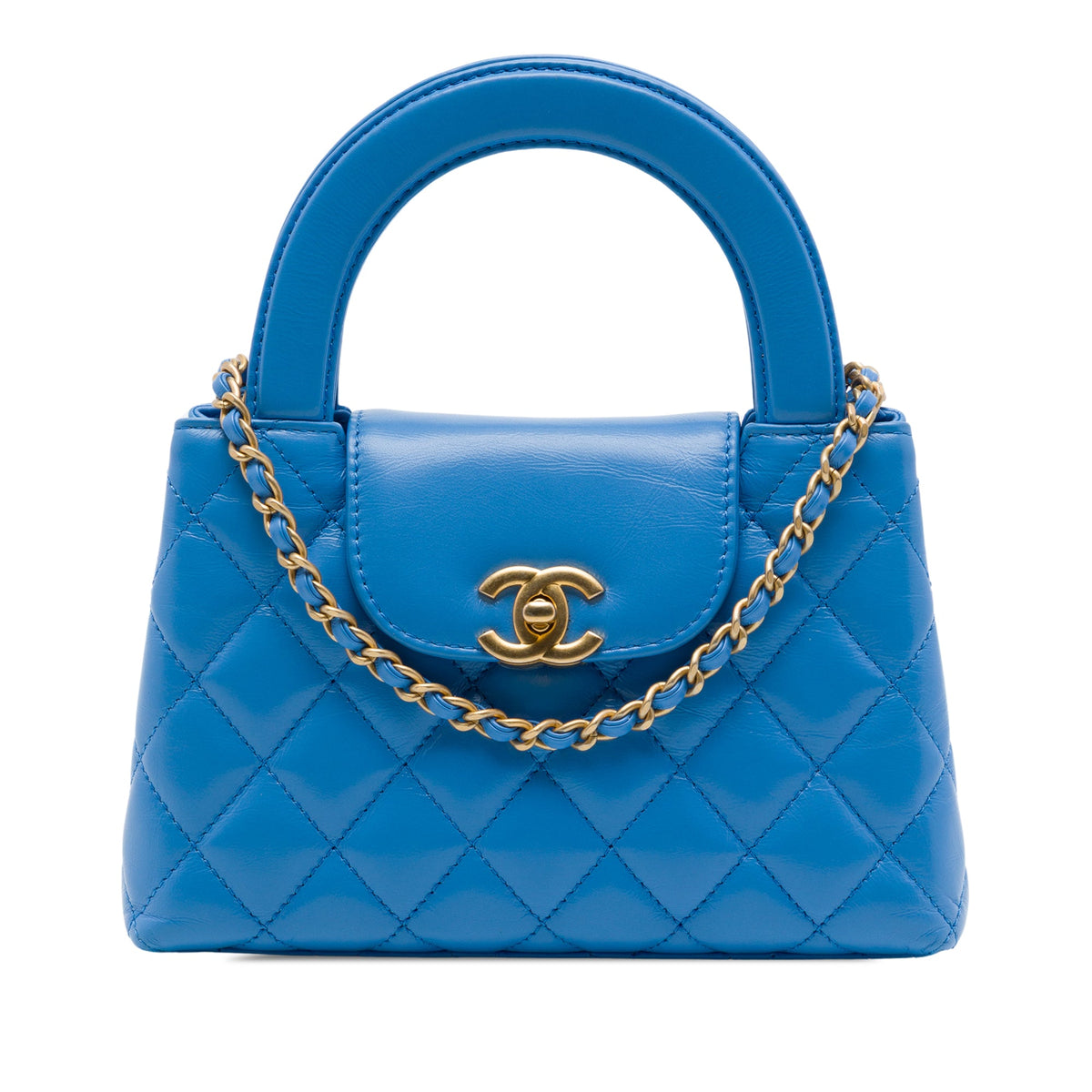 Chanel Nano Aged Calfskin Kelly Shopper Bag — Blue