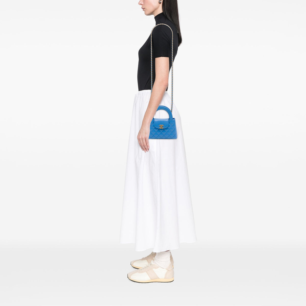 Chanel Nano Aged Calfskin Kelly Shopper Bag — Blue