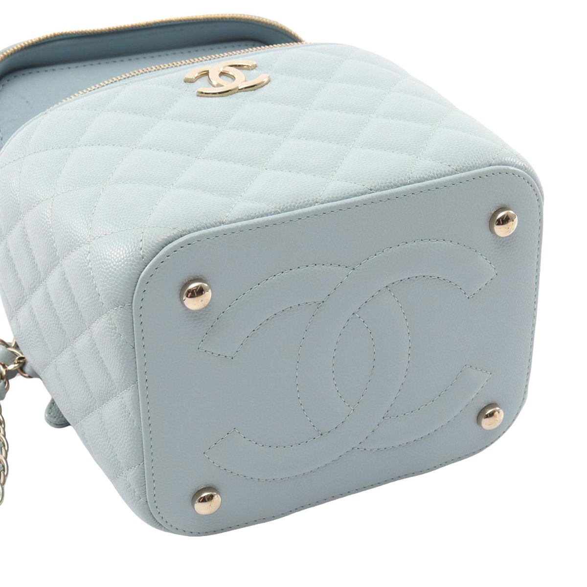 Chanel Small CC Caviar Top Handle Vanity Case with Chain
