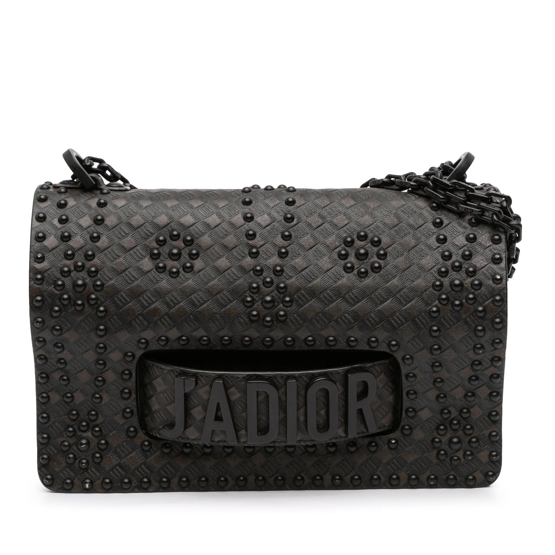 Dior Medium Embossed Calfskin Studded JAdior Chain Flap
