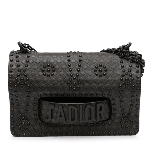 Dior Medium Embossed Calfskin Studded JAdior Chain Flap