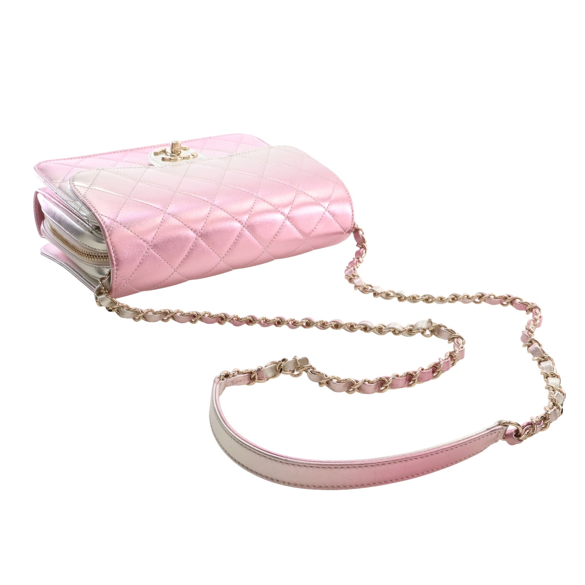 Chanel Large Quilted Gradient Metallic Lambskin Like A Wallet Flap