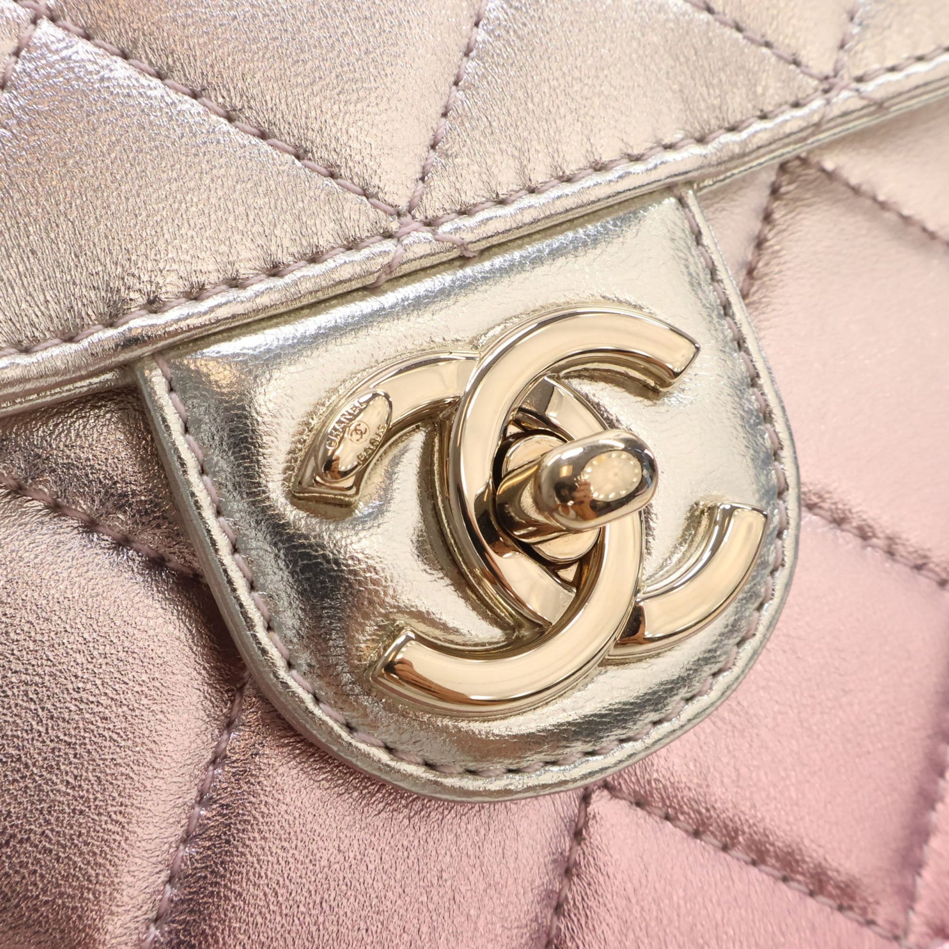 Chanel Large Quilted Gradient Metallic Lambskin Like A Wallet Flap