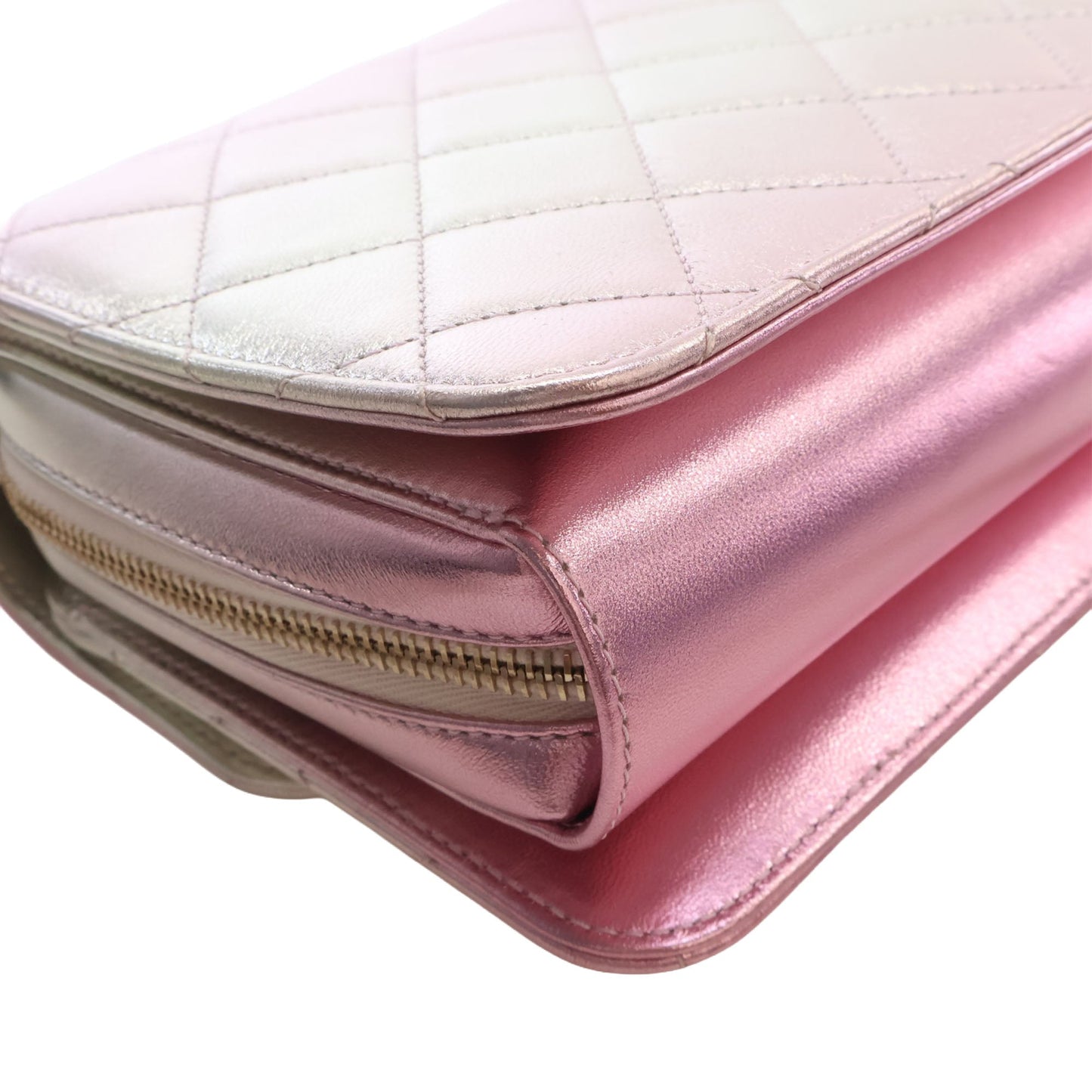 Chanel Large Quilted Gradient Metallic Lambskin Like A Wallet Flap