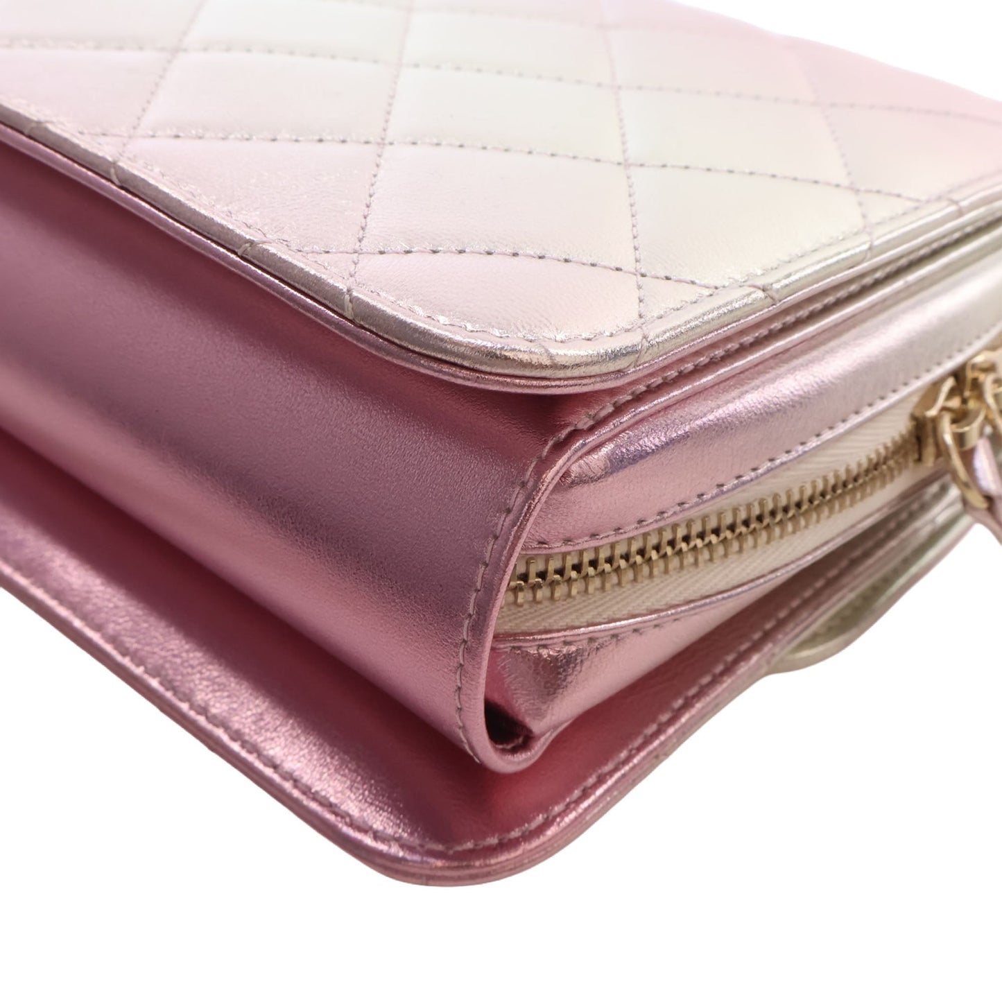 Chanel Large Quilted Gradient Metallic Lambskin Like A Wallet Flap