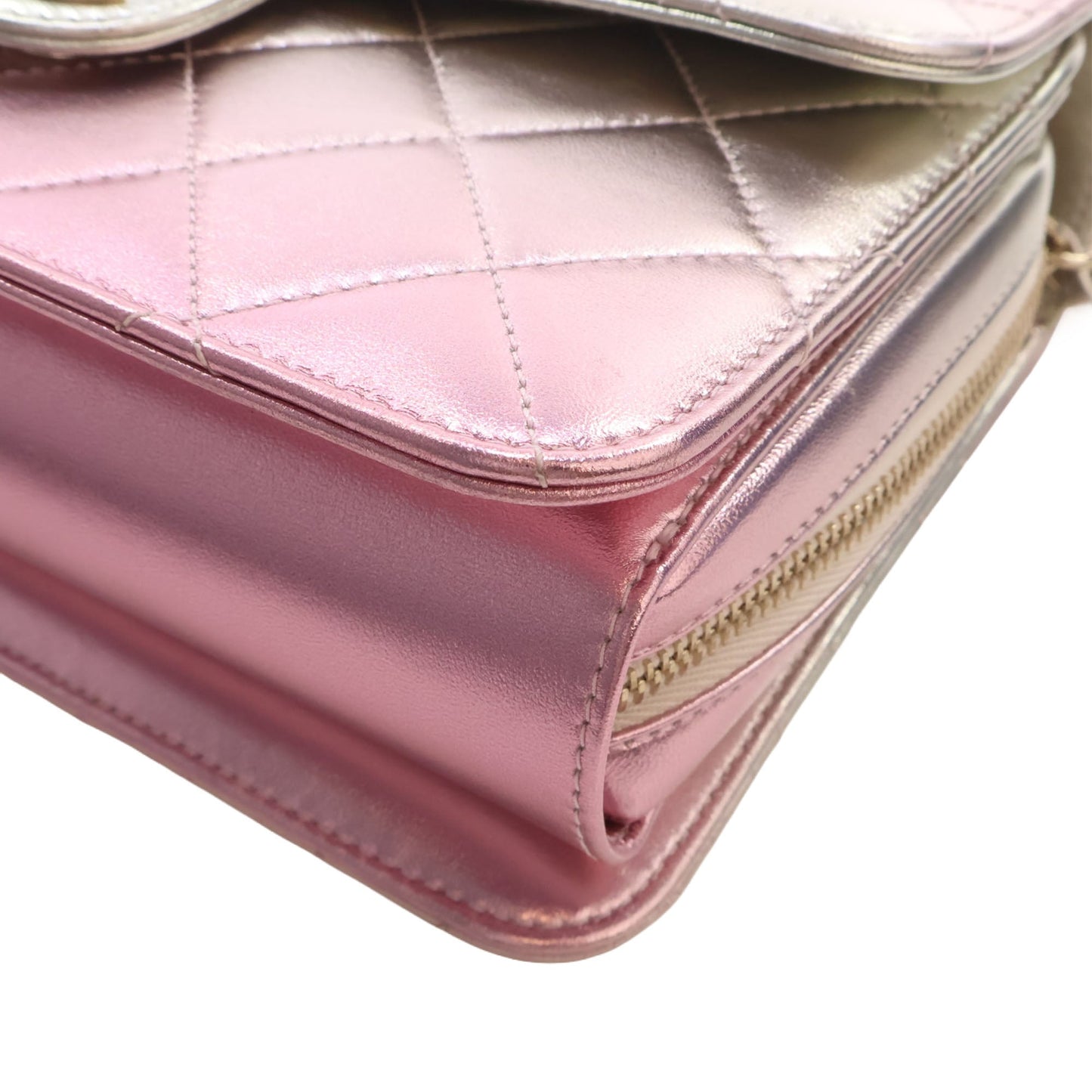 Chanel Large Quilted Gradient Metallic Lambskin Like A Wallet Flap