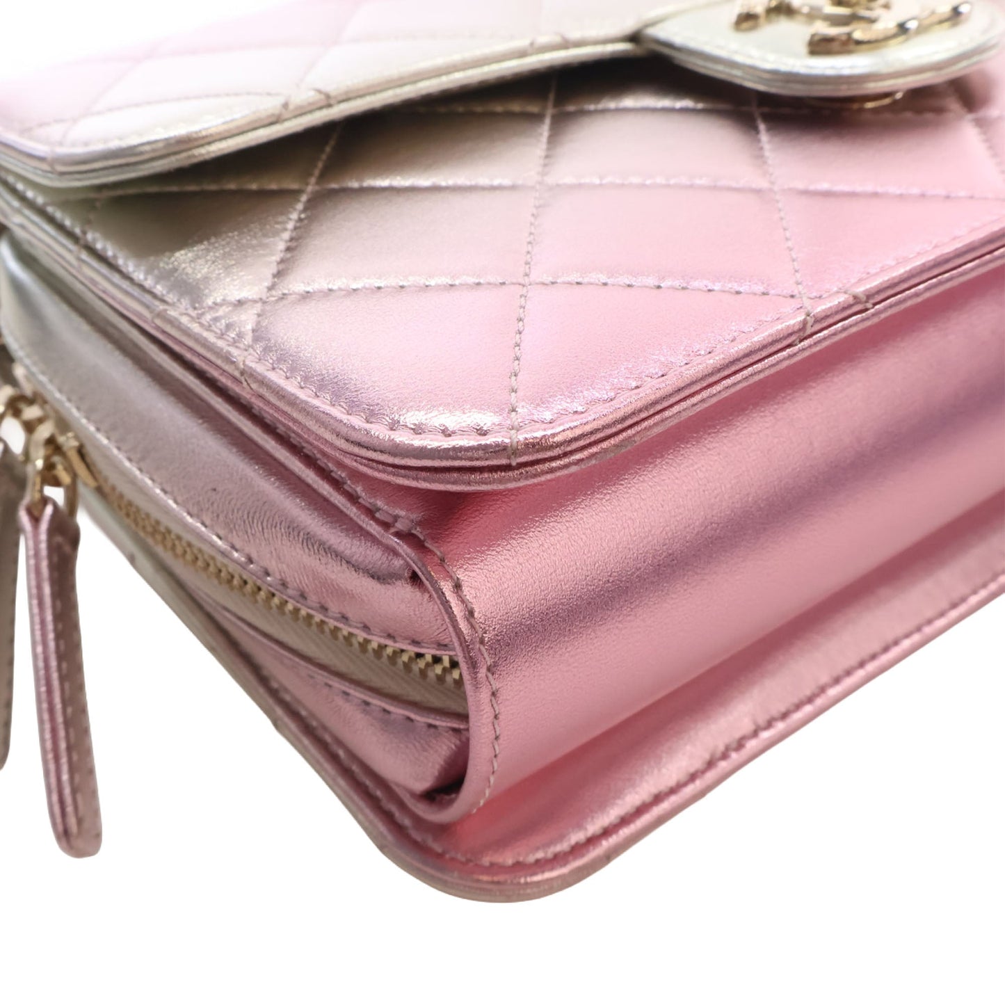 Chanel Large Quilted Gradient Metallic Lambskin Like A Wallet Flap