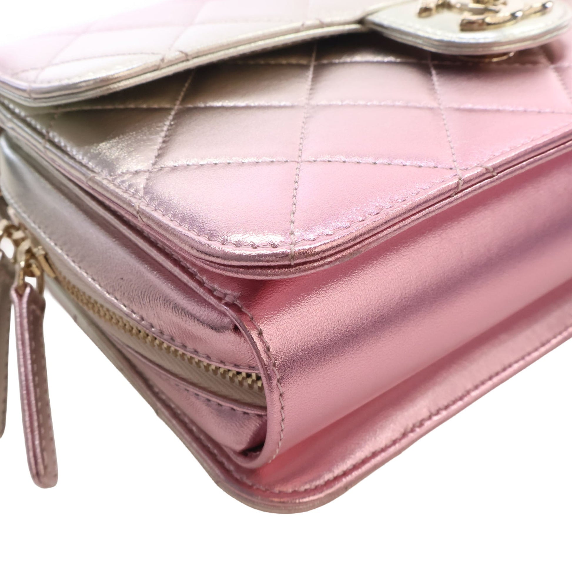 Chanel Large Quilted Gradient Metallic Lambskin Like A Wallet Flap