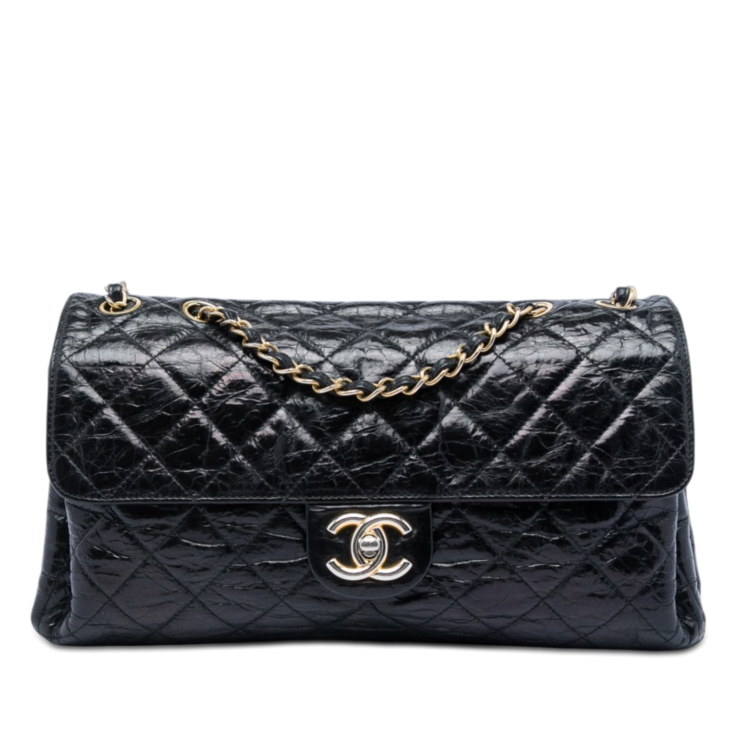 Chanel Jumbo CC Quilted Crumpled Calfskin Straight Flap