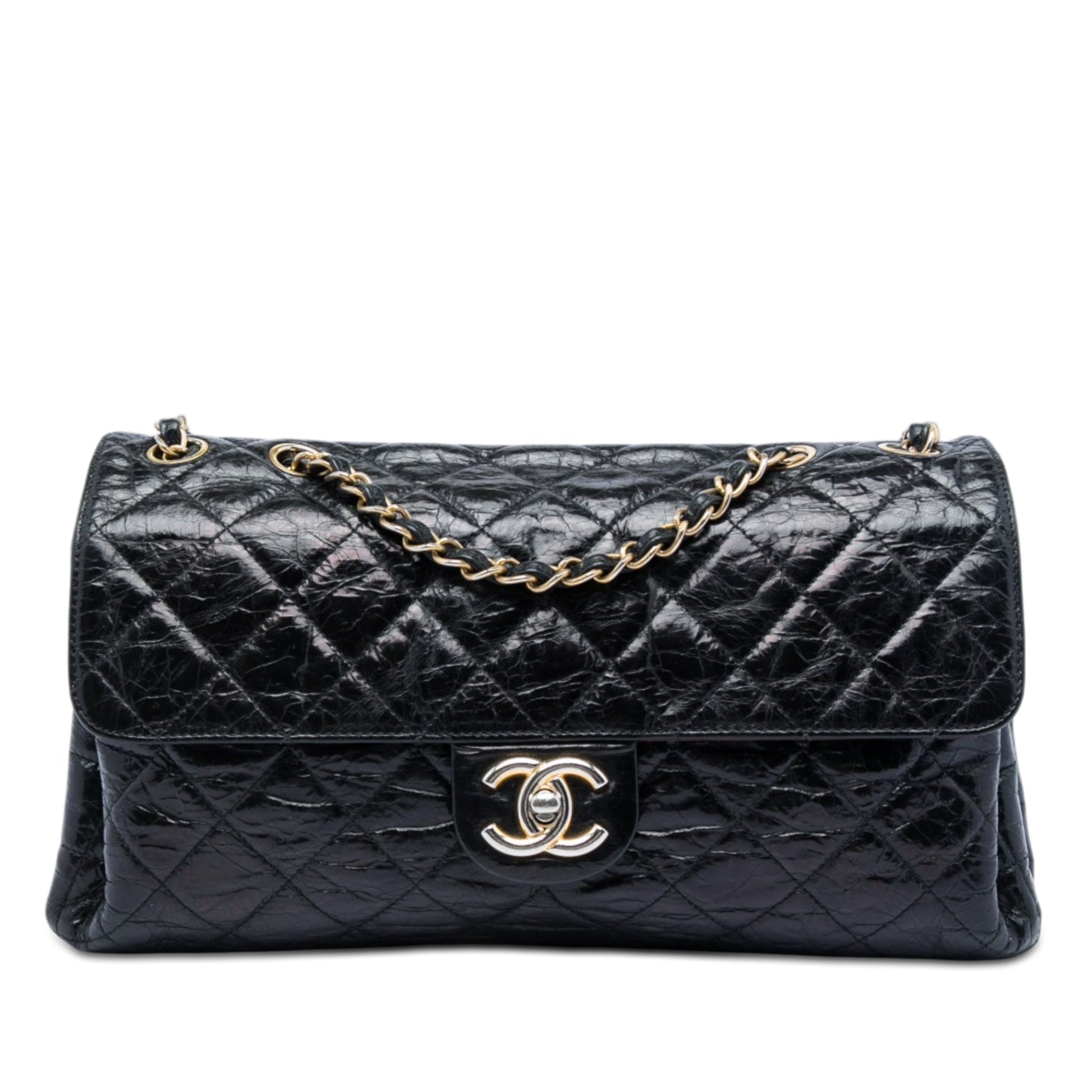 Chanel Jumbo CC Quilted Crumpled Calfskin Straight Flap