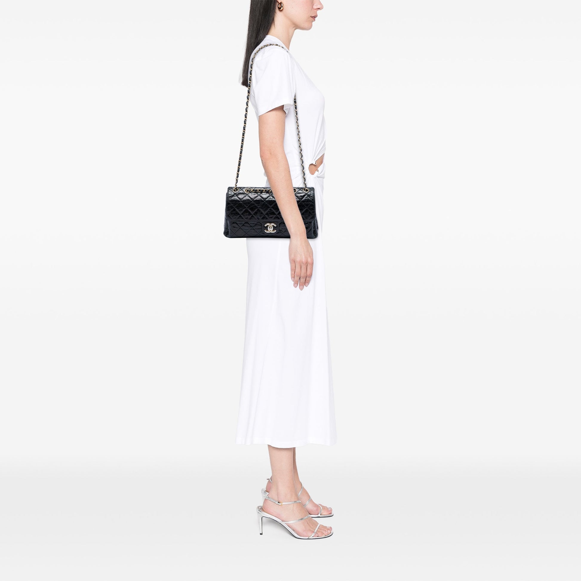 Chanel Jumbo CC Quilted Crumpled Calfskin Straight Flap