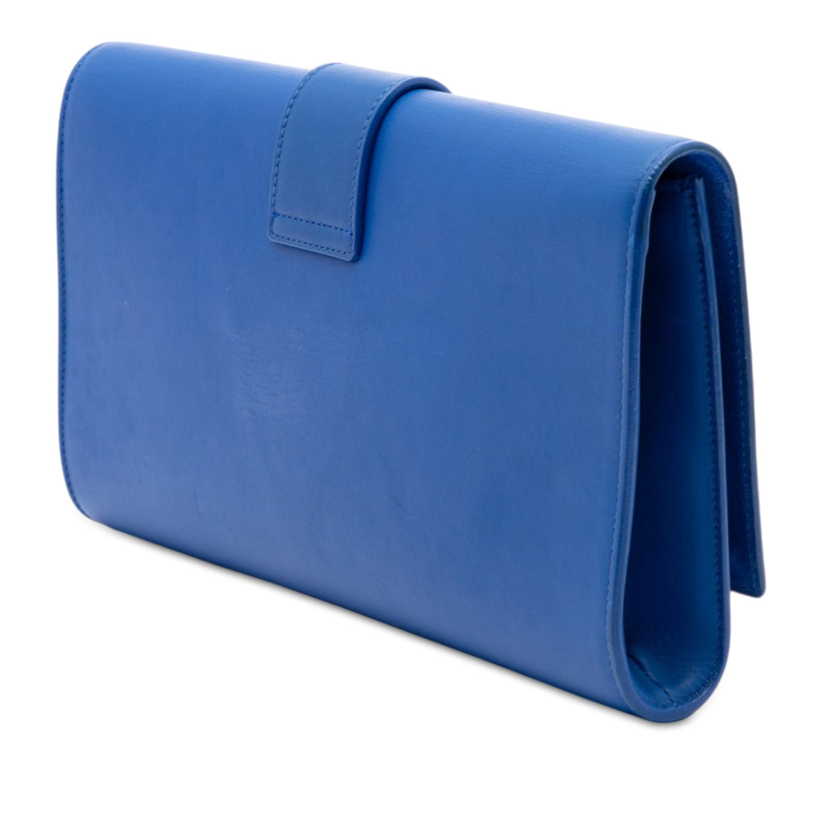 Saint Laurent Leather Chyc Ligne Clutch — Blue
