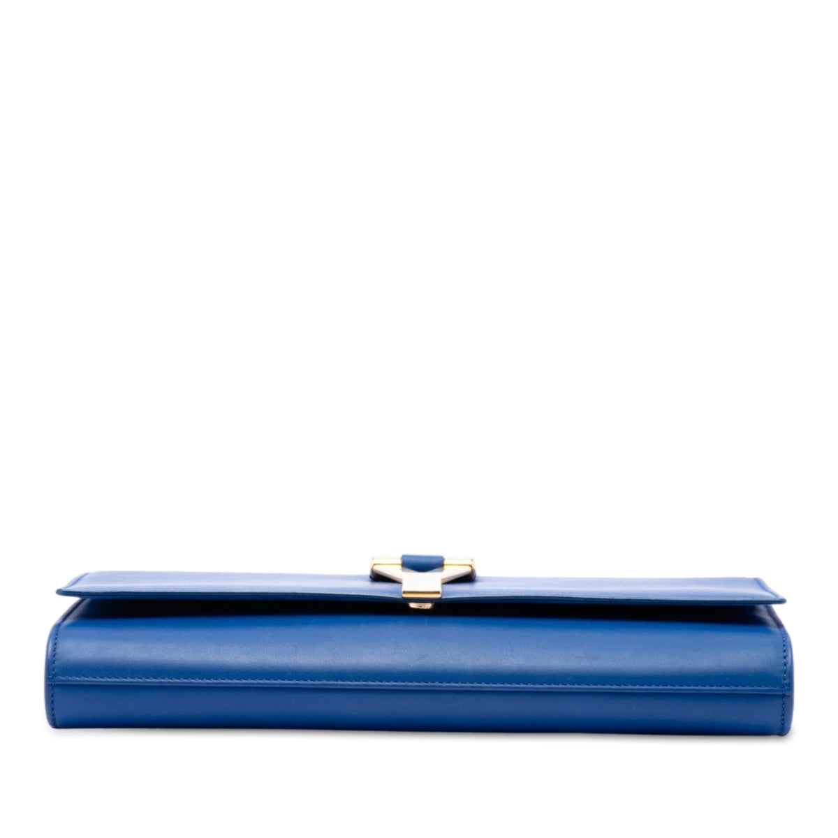 Saint Laurent Leather Chyc Ligne Clutch — Blue