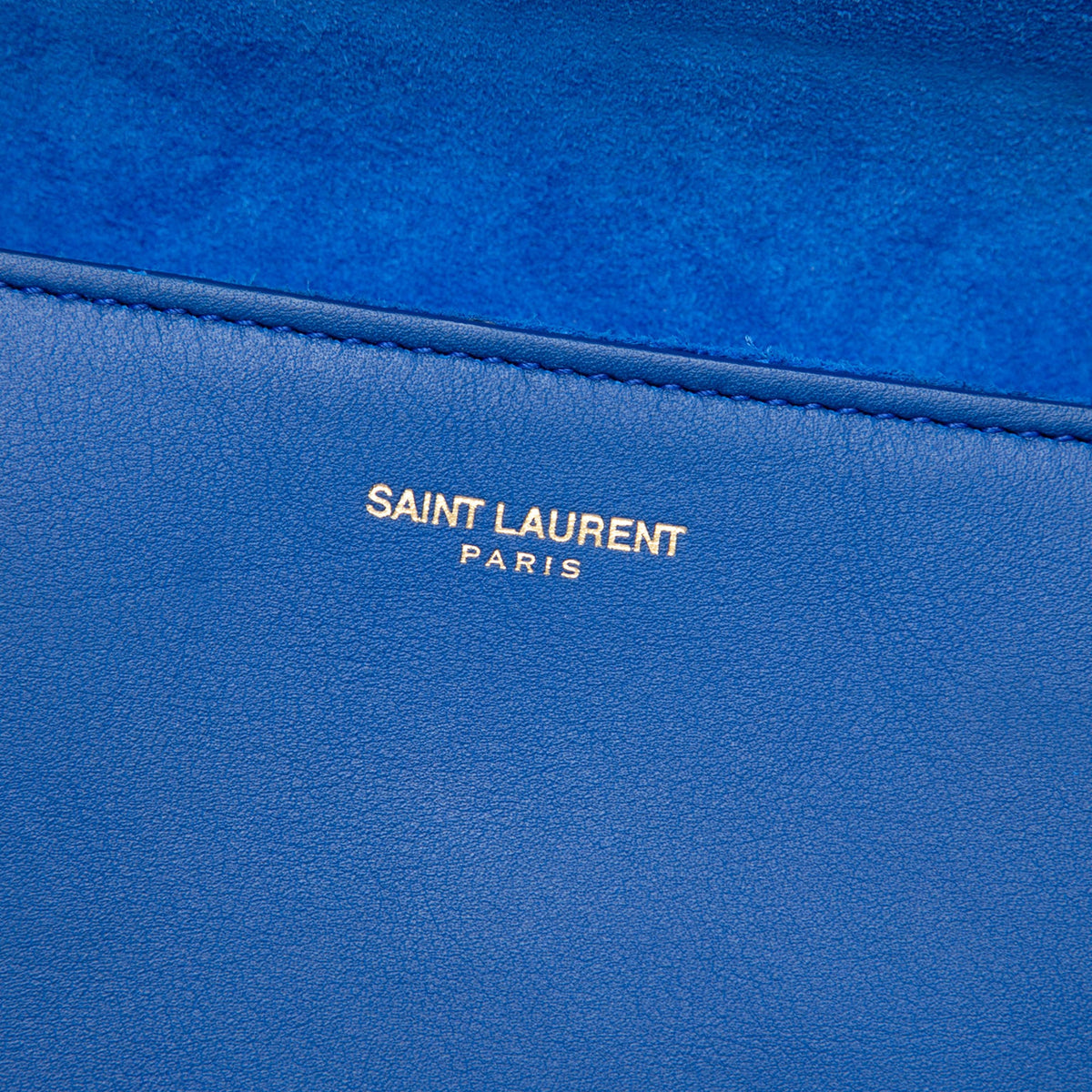 Saint Laurent Leather Chyc Ligne Clutch — Blue