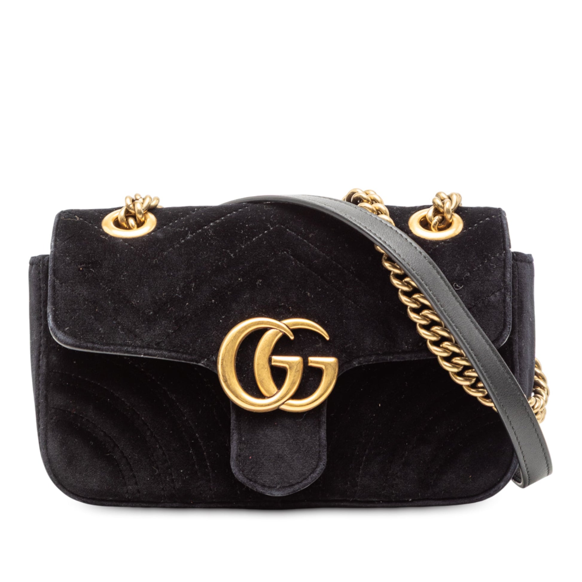 Gucci Small GG Marmont Matelasse Velvet Shoulder Bag