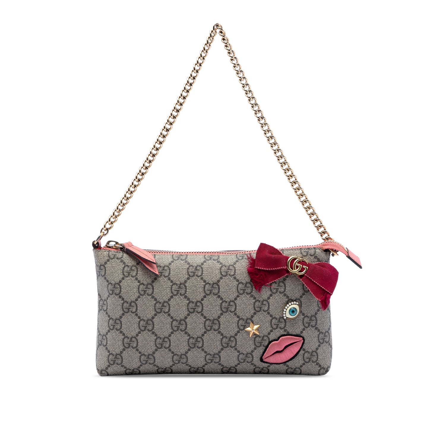 Gucci GG Supreme Face Embellished Wallet on Chain