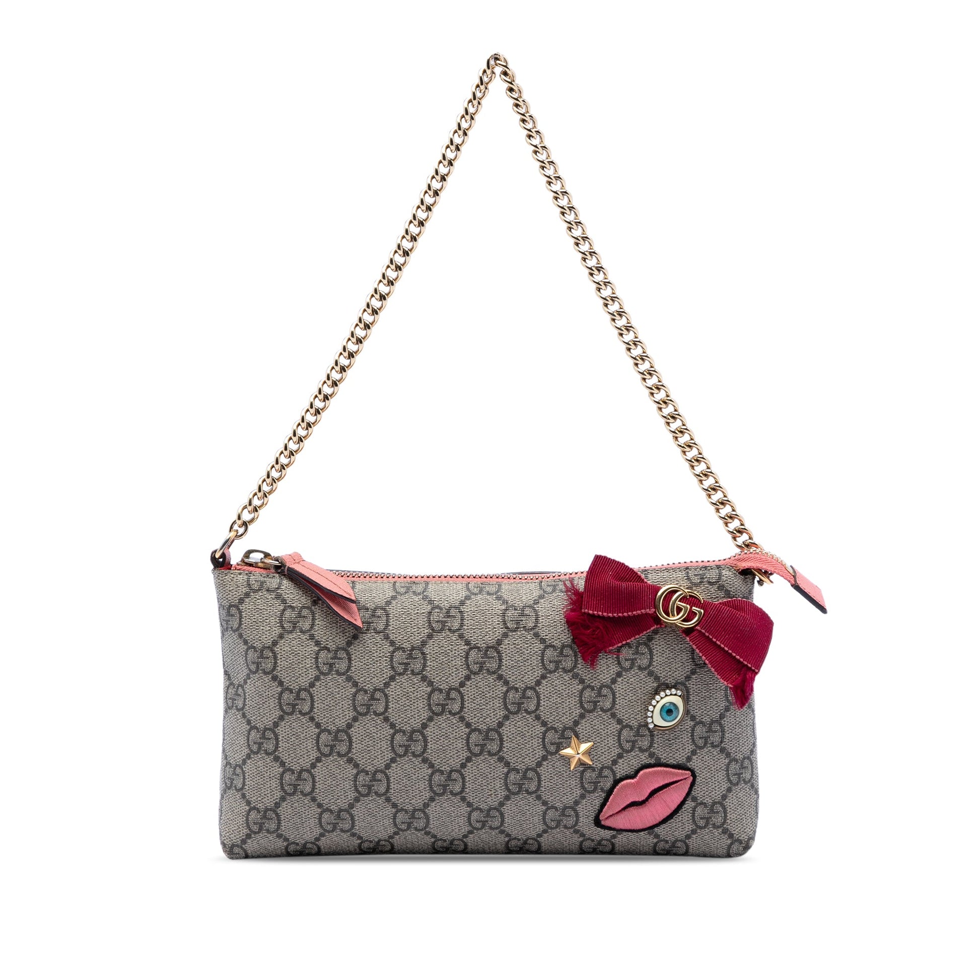 Gucci GG Supreme Face Embellished Wallet on Chain