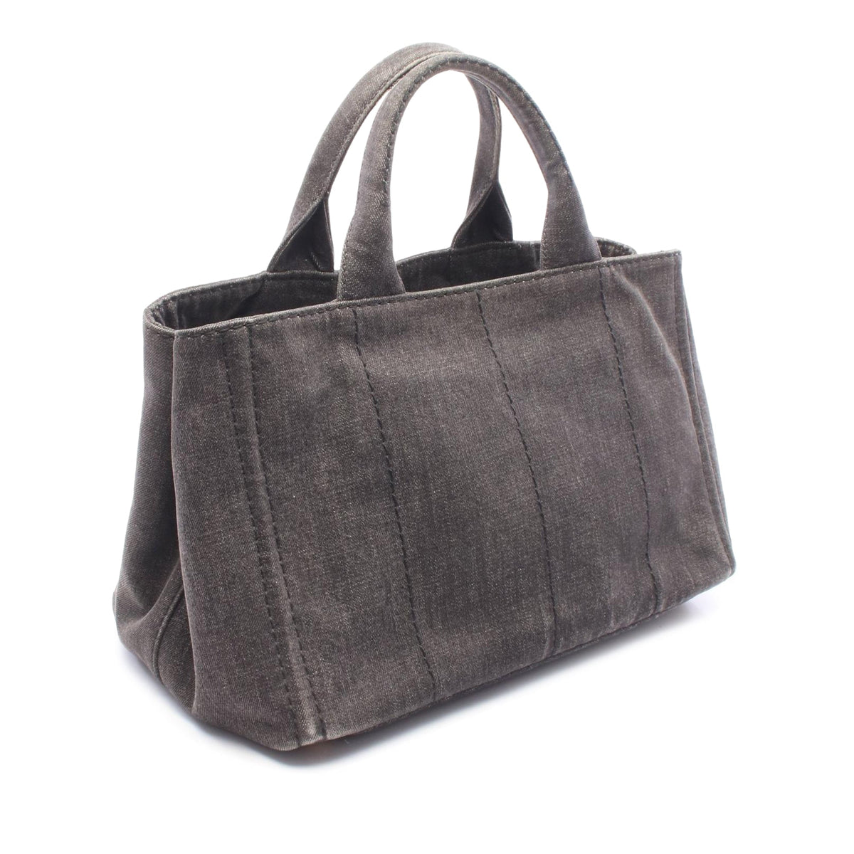 Prada Denim Canapa Logo Tote — Black
