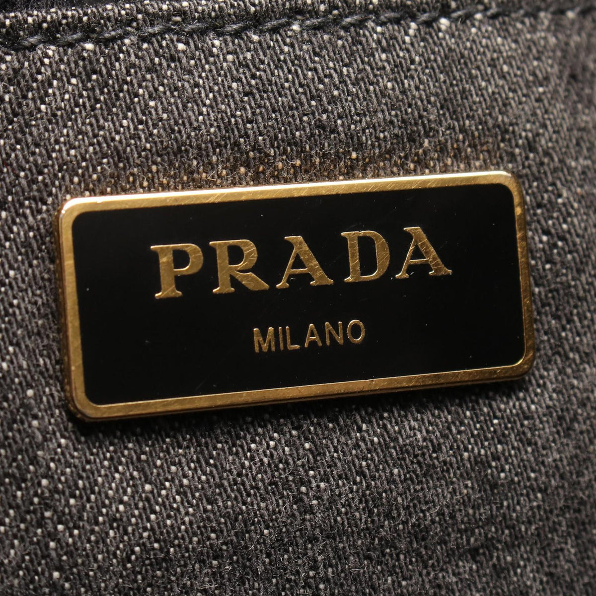 Prada Denim Canapa Logo Tote — Black