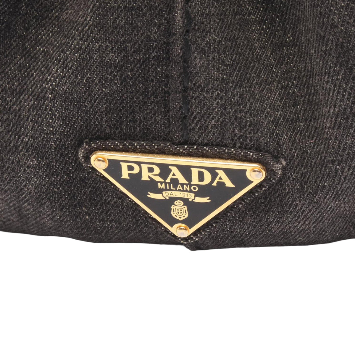 Prada Denim Canapa Logo Tote — Black