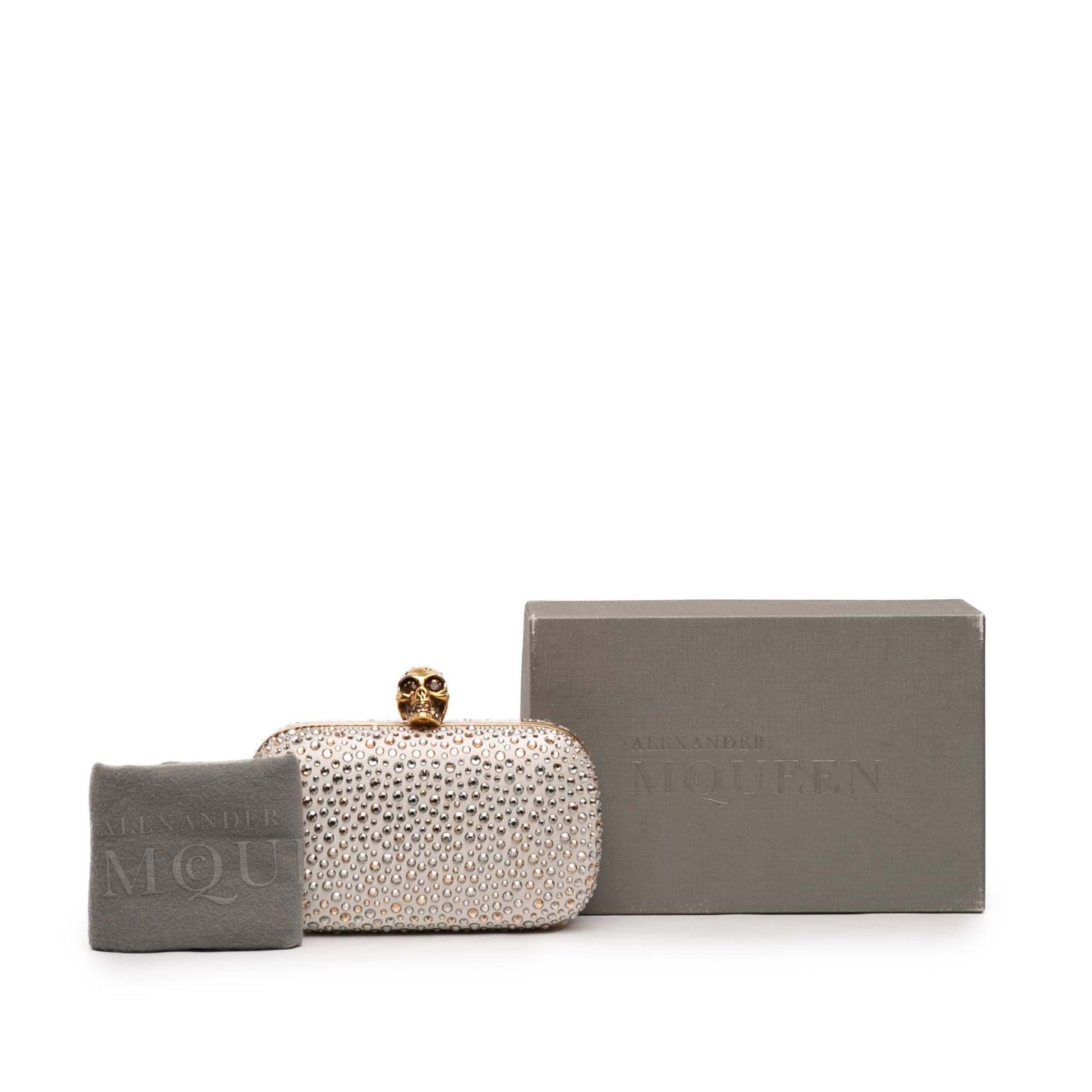 Crystal Embellished Satin Skull Clutch