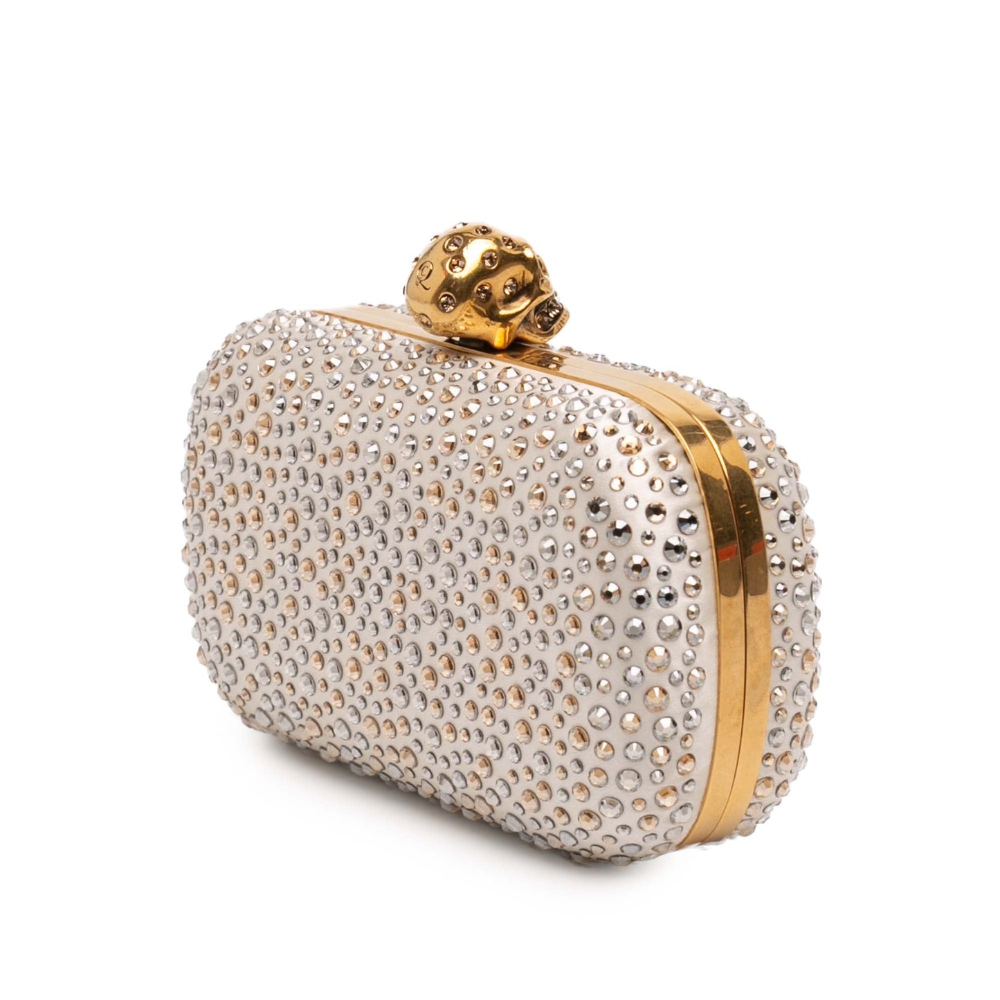 Crystal Embellished Satin Skull Clutch