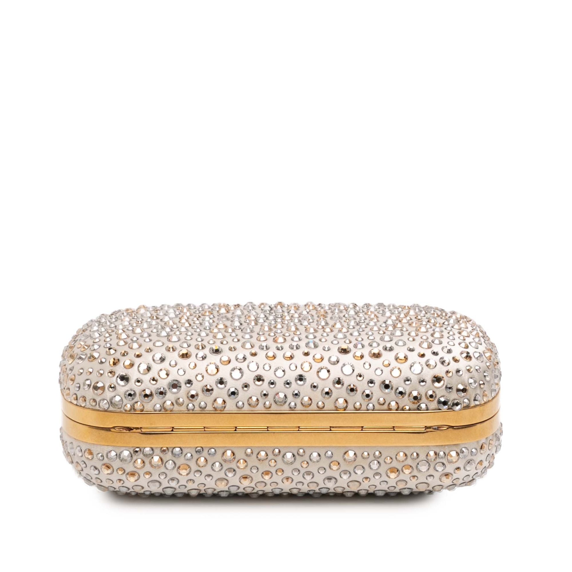 Crystal Embellished Satin Skull Clutch